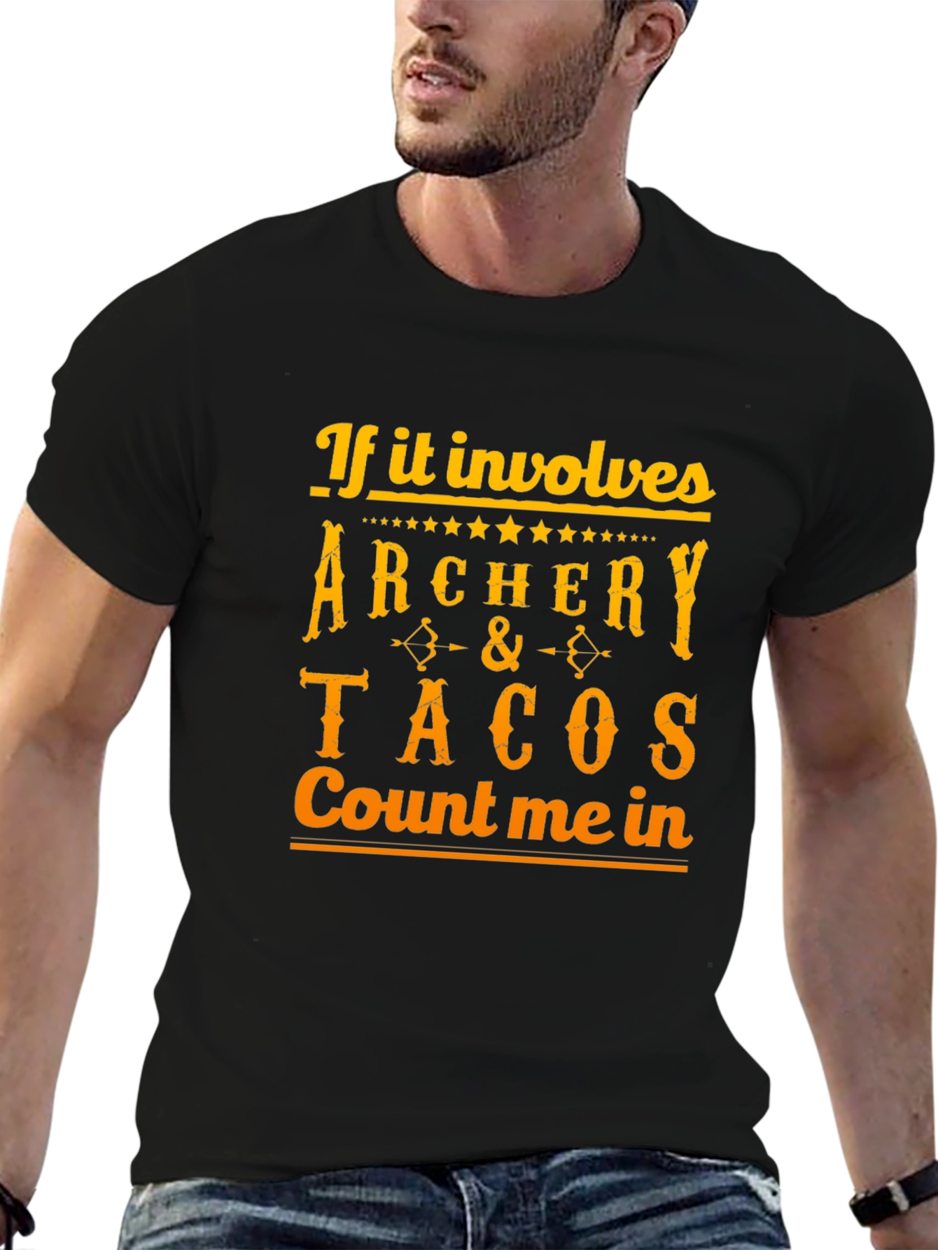 Archery & Tacos Mens Black Graphic Tee