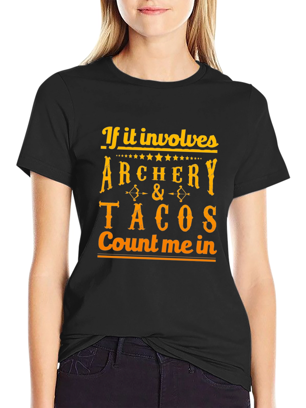 Archery & Tacos Mens Black Graphic Tee
