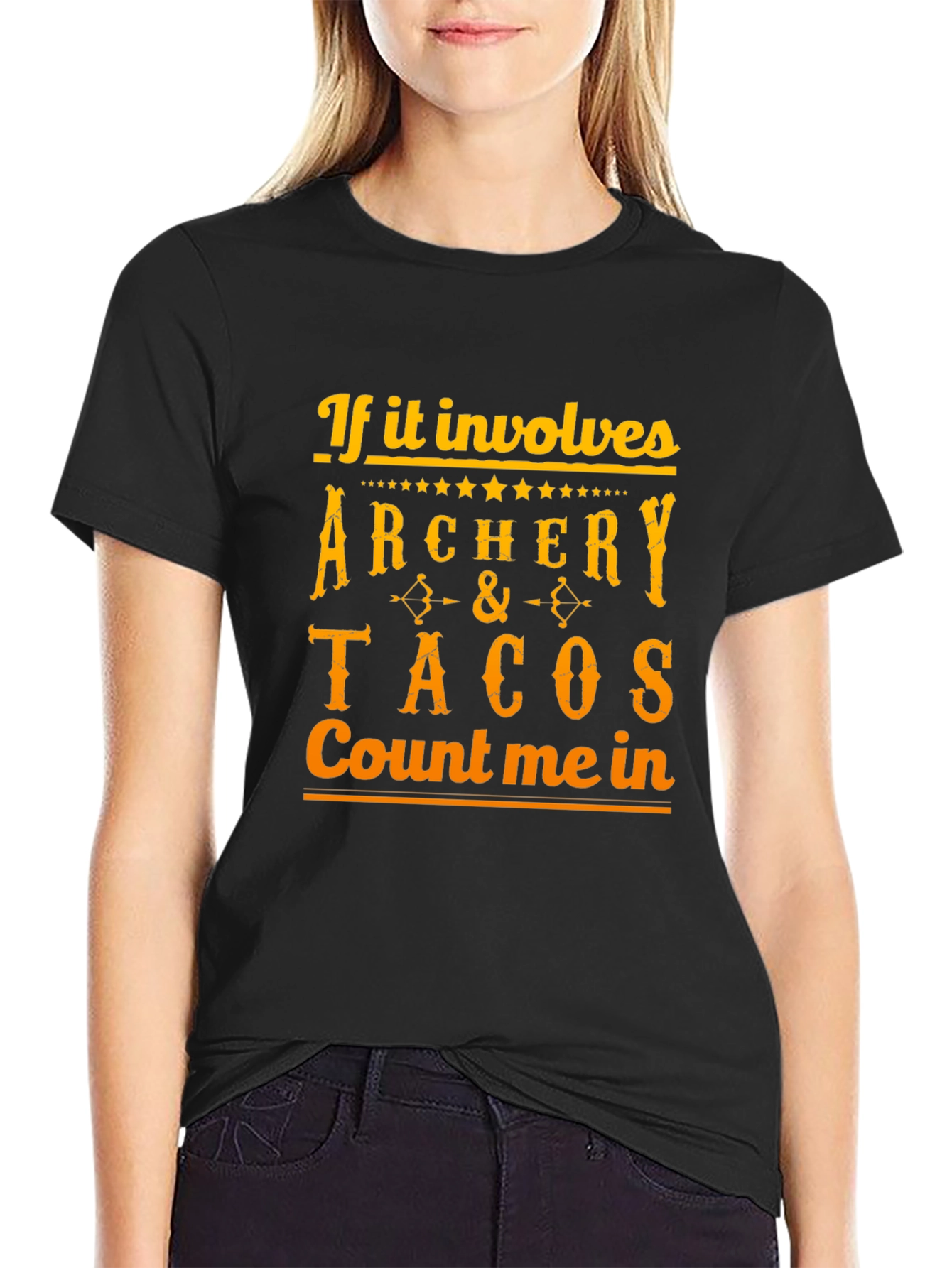 Archery & Tacos Mens Black Graphic Tee