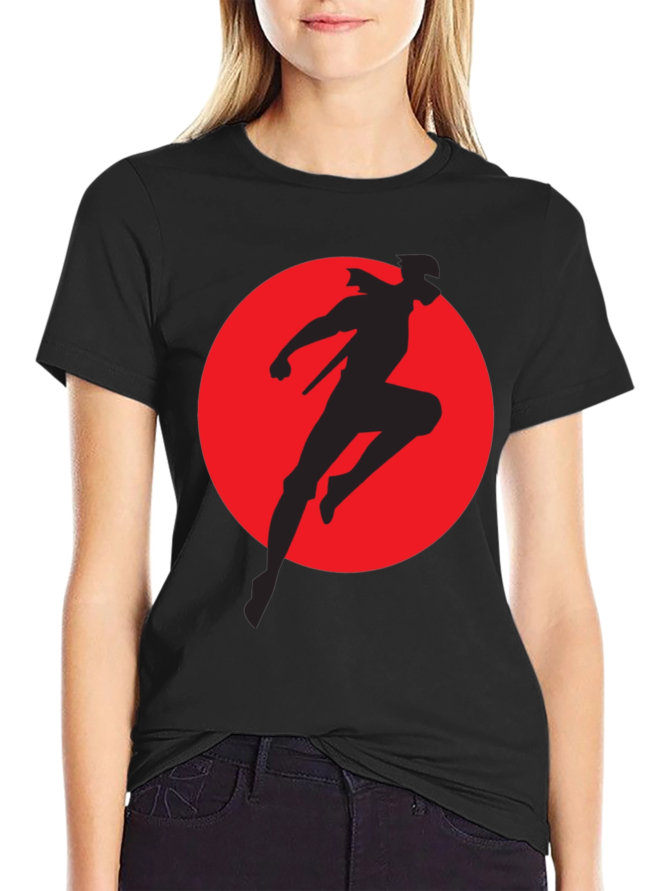 Ninja Warrior Silhouette Graphic T-Shirt - Mens Black Tee