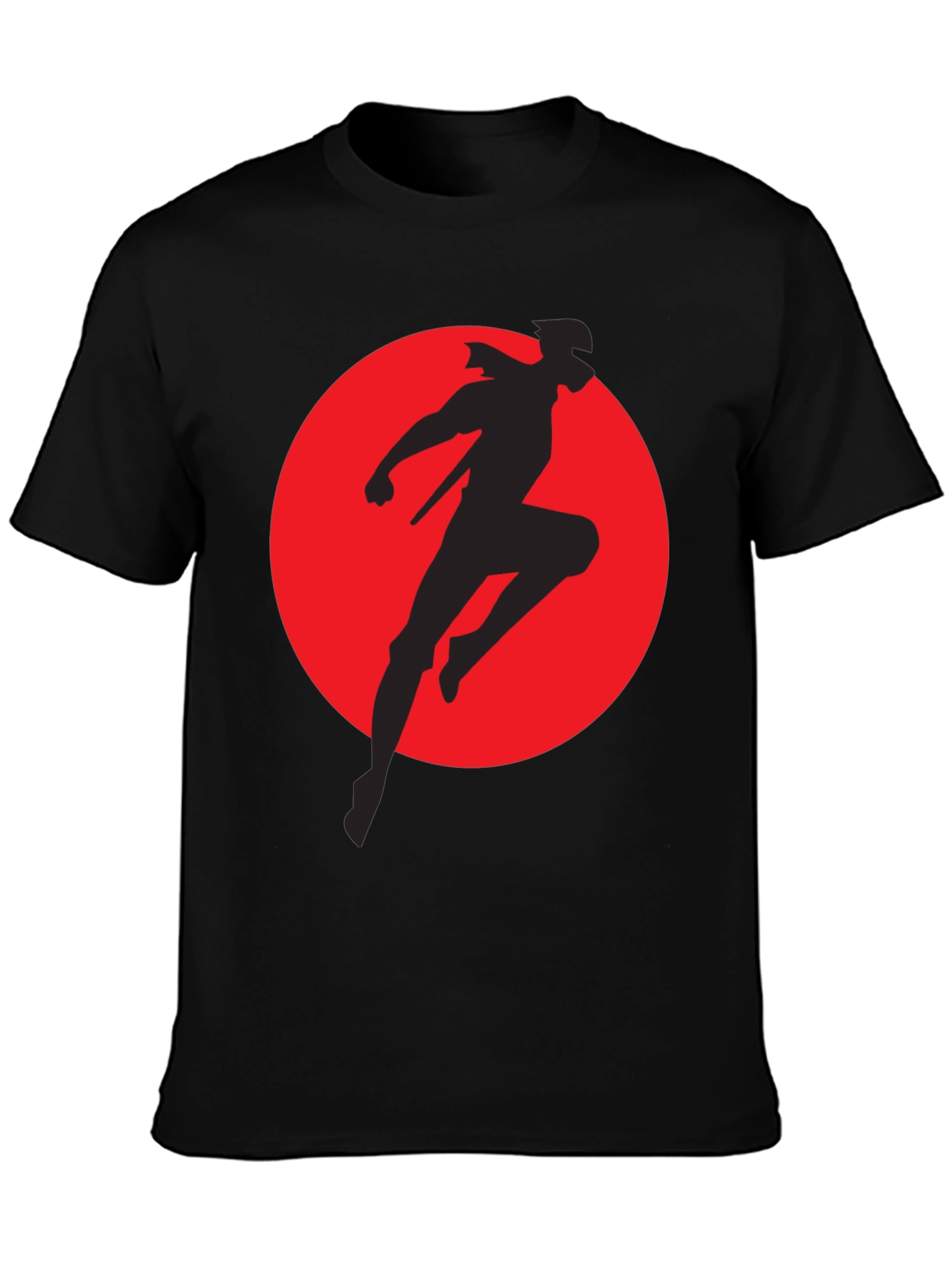 Ninja Warrior Silhouette Graphic T-Shirt - Mens Black Tee