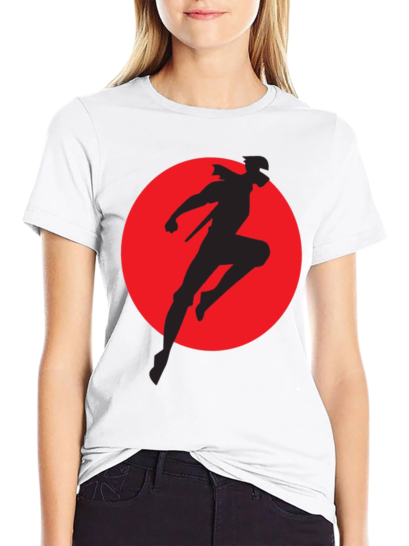 Ninja Warrior Silhouette Graphic T-Shirt - Mens Black Tee