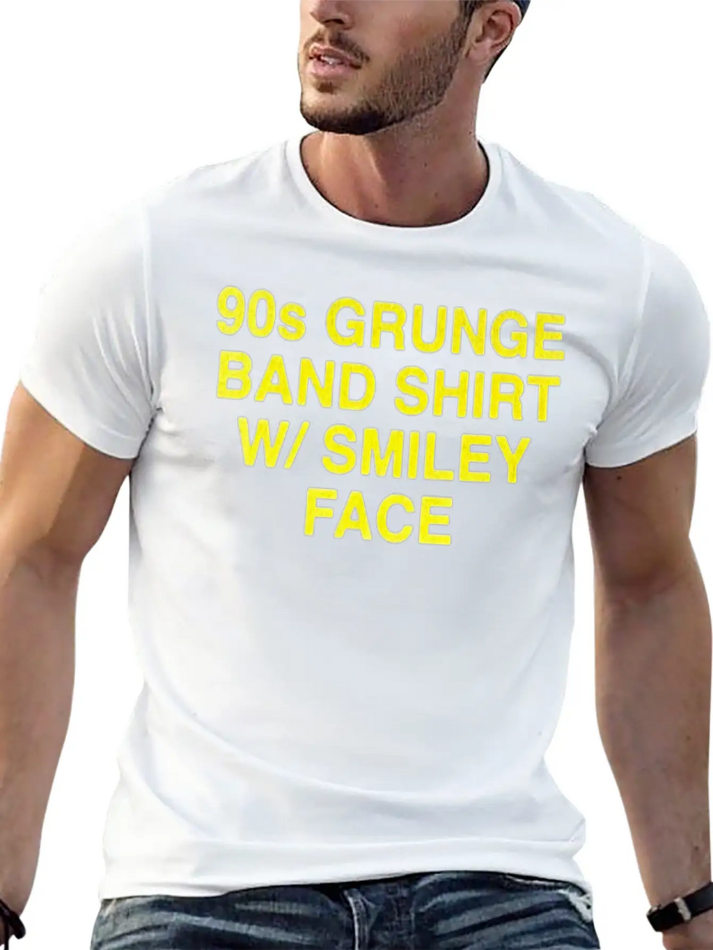 90s Grunge Band Shirt W Face Essential Cotton Tee For Daily Outfits – Unisex Style