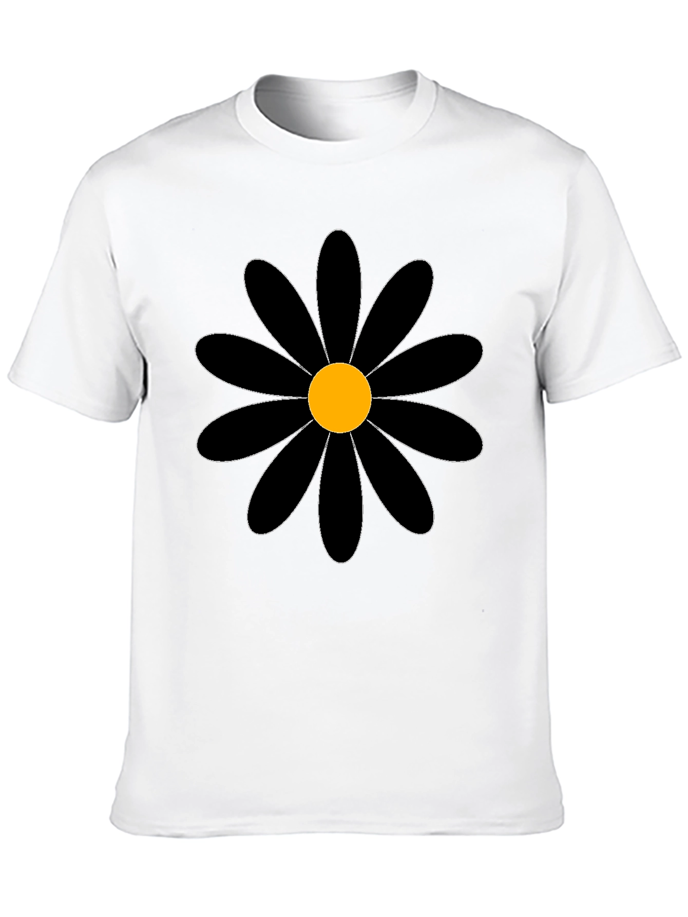 Black Daisy Graphic Tee - Bold Floral T-Shirt