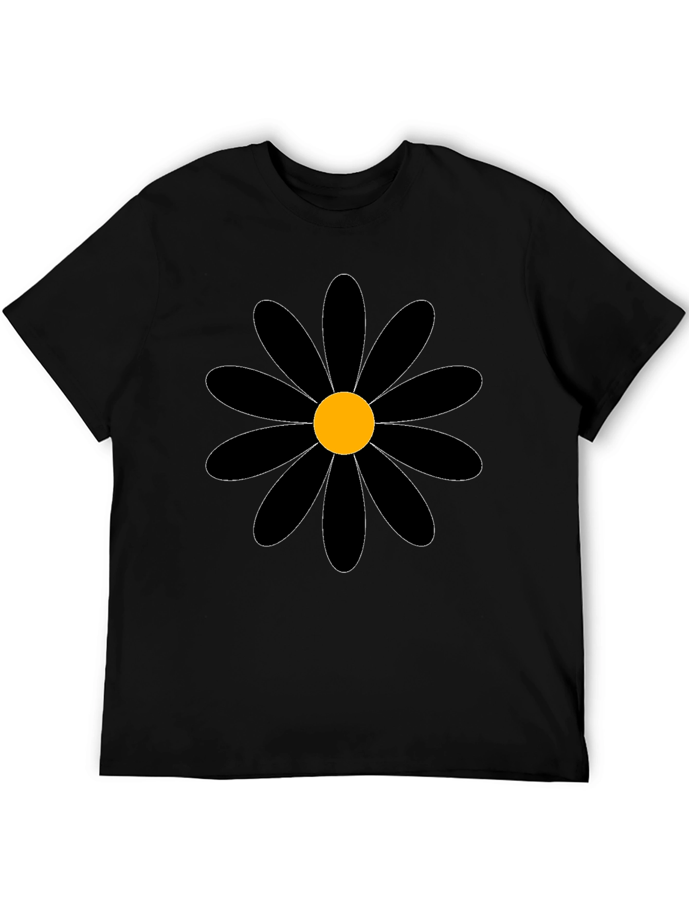 Black Daisy Graphic Tee - Bold Floral T-Shirt