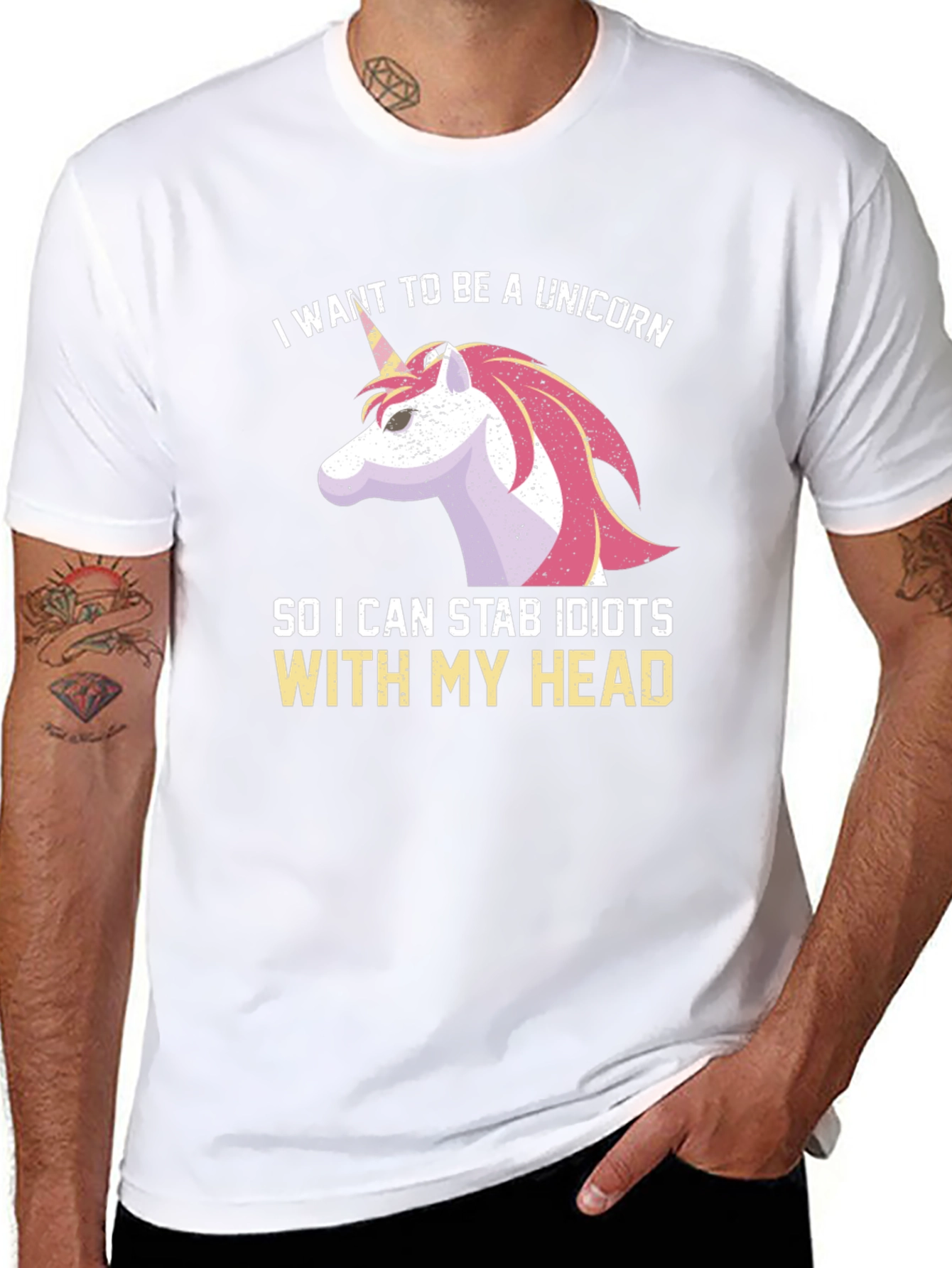 Unicorn Stab Idiots T-Shirt Funny Humor