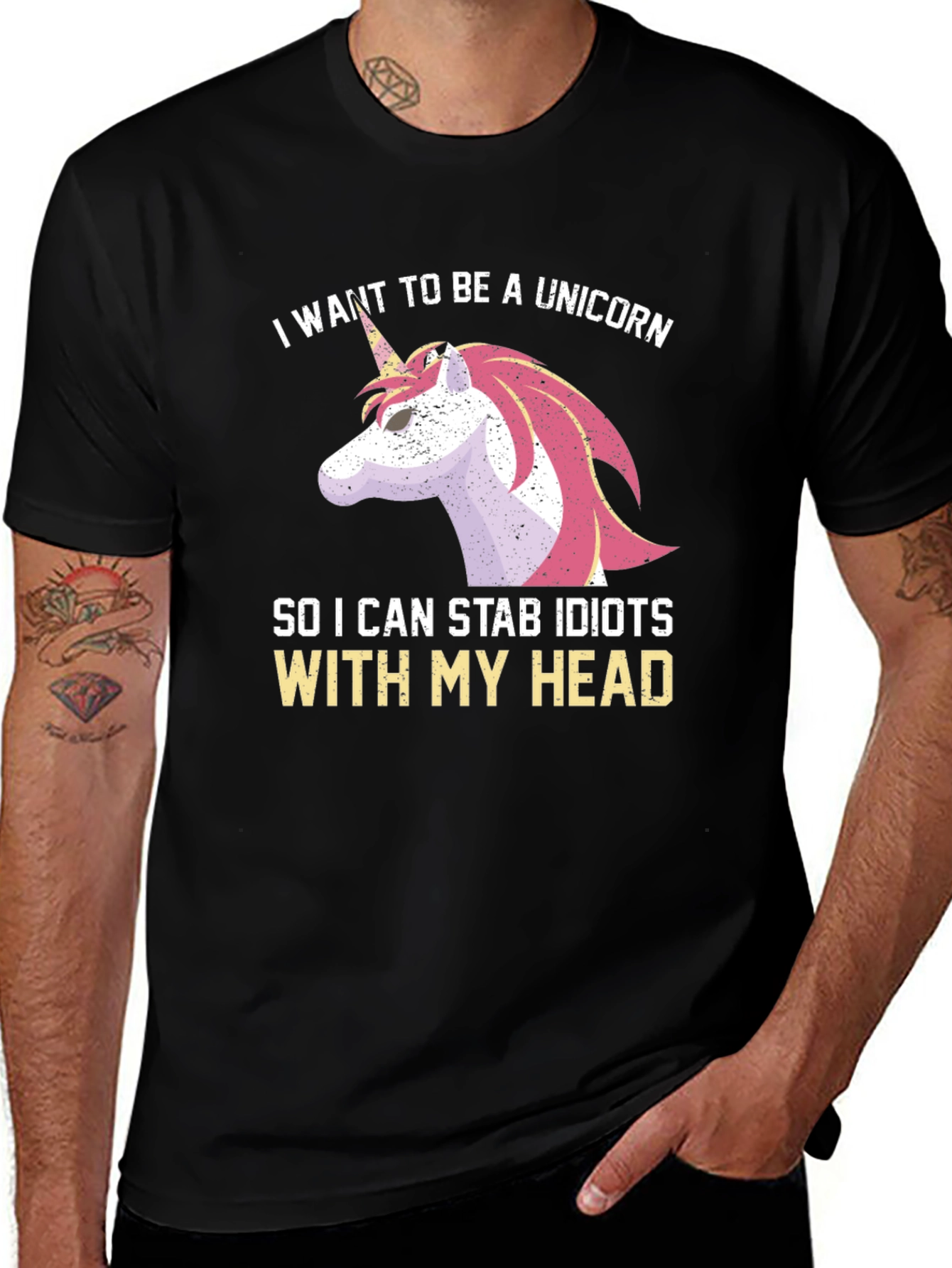 Unicorn Stab Idiots T-Shirt Funny Humor