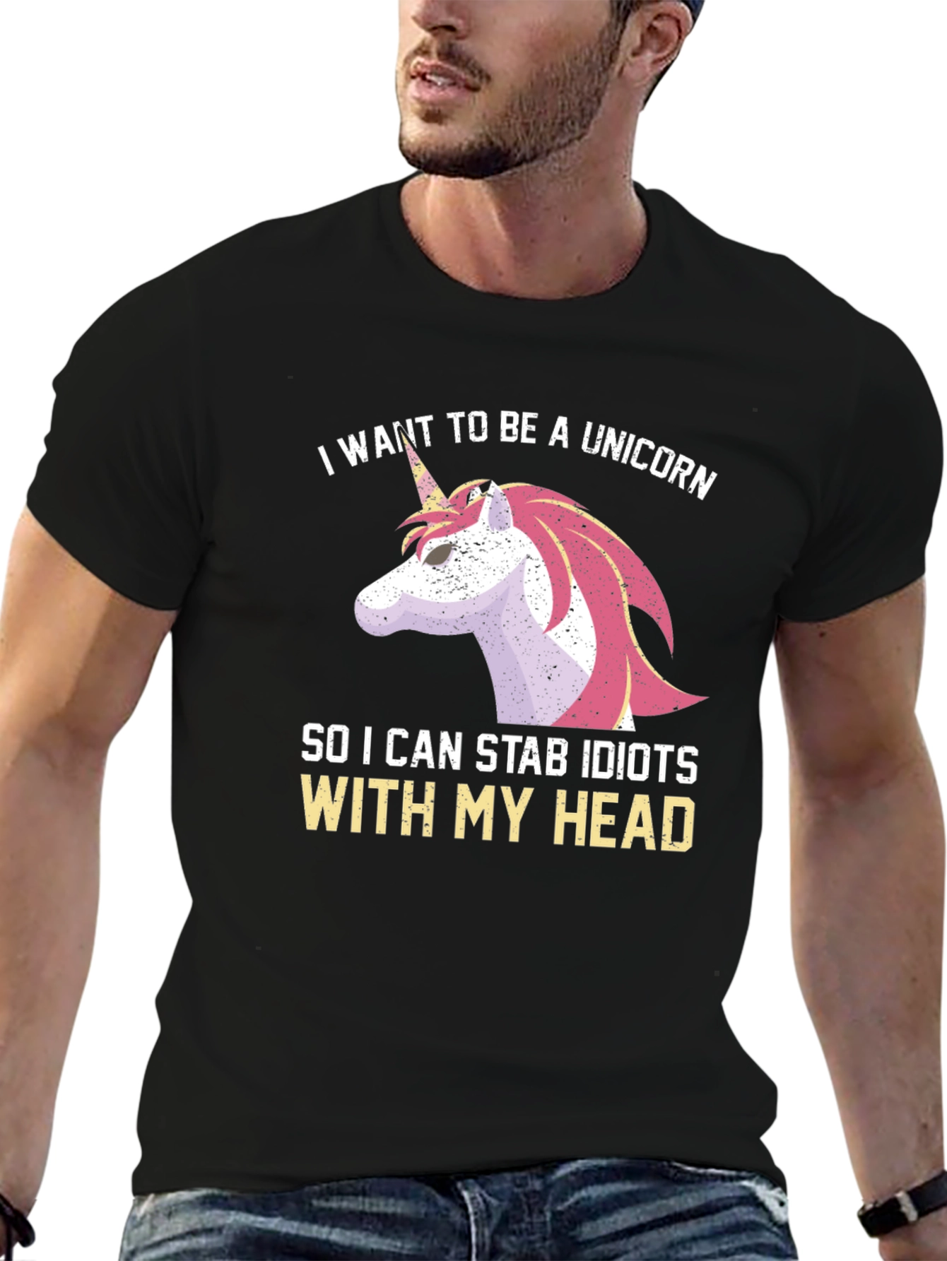 Unicorn Stab Idiots T-Shirt Funny Humor