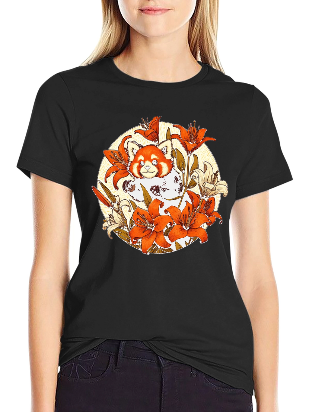 Red Panda Lily Graphic Tee