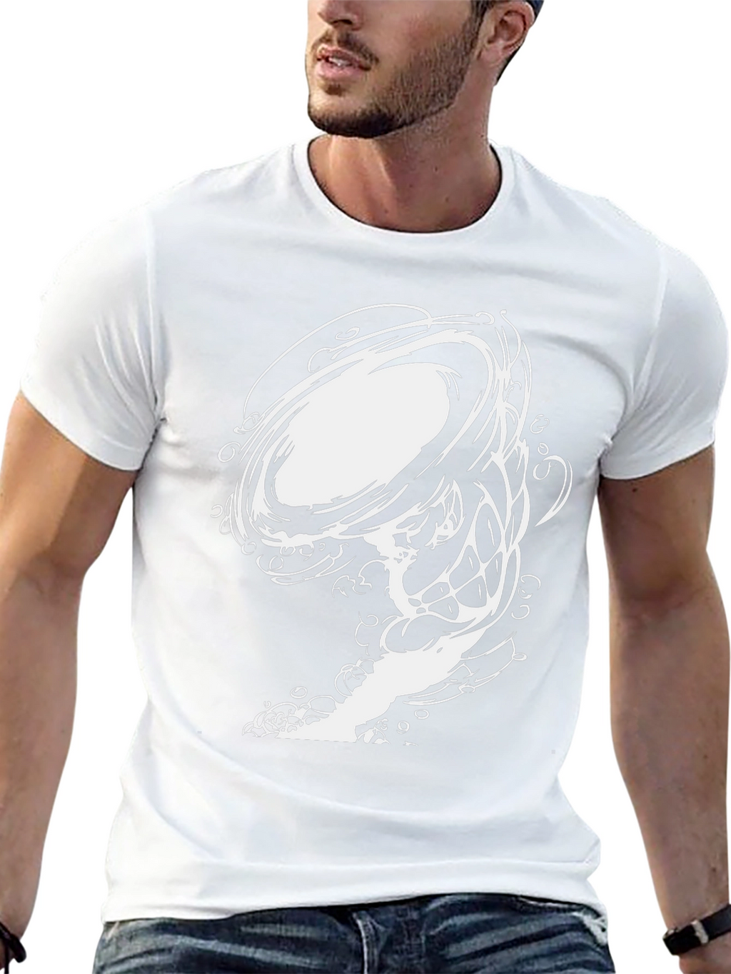 Abstract Swirl Graphic Black Tee