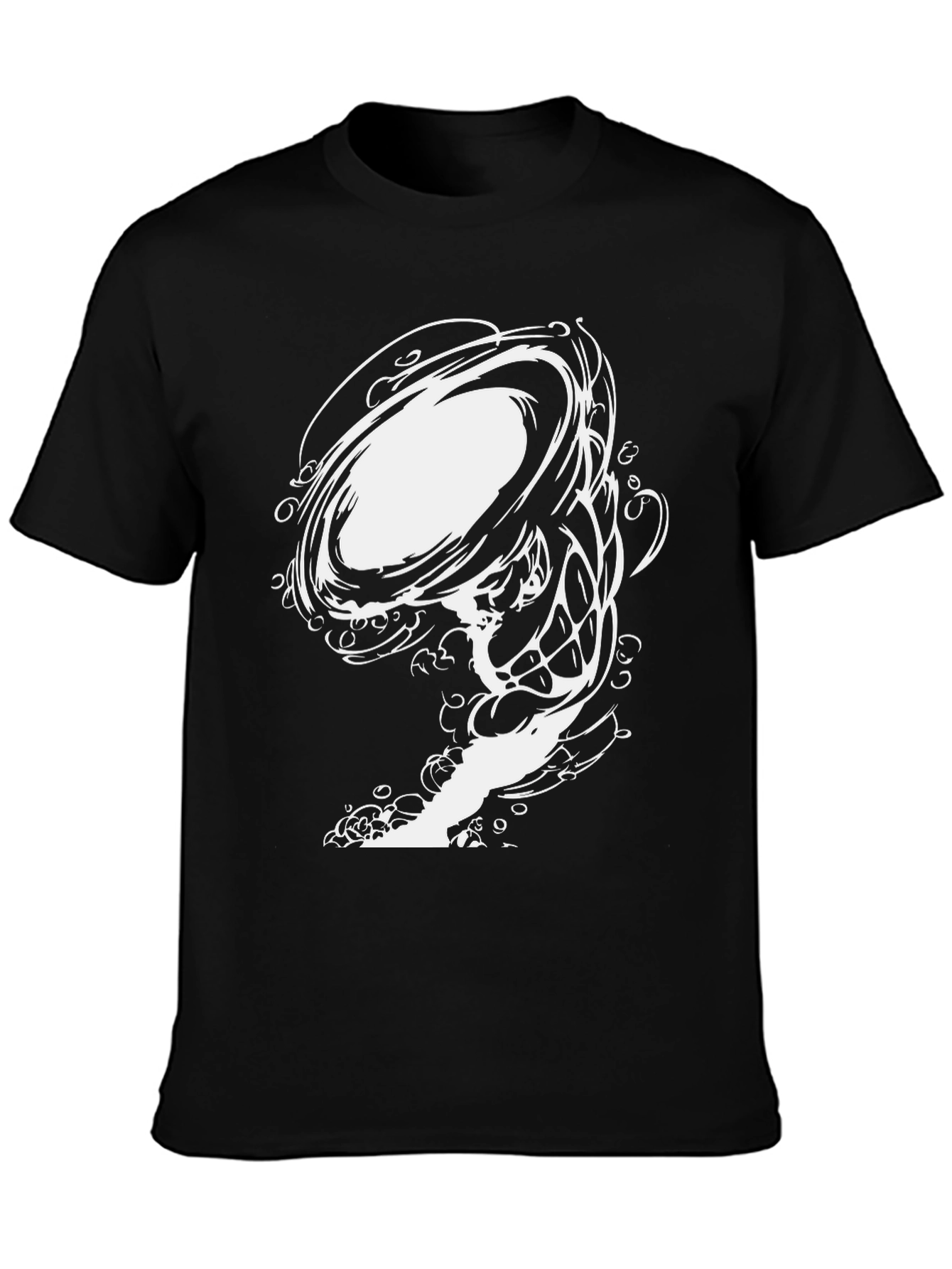Abstract Swirl Graphic Black Tee
