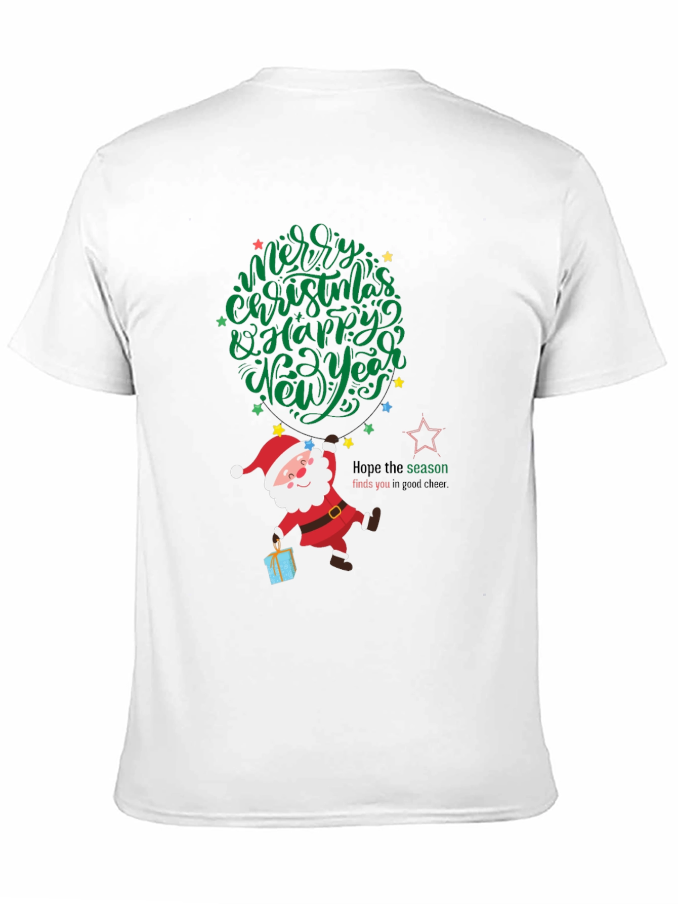 Festive Santa Graphic Tee - Merry Christmas & Happy New Year