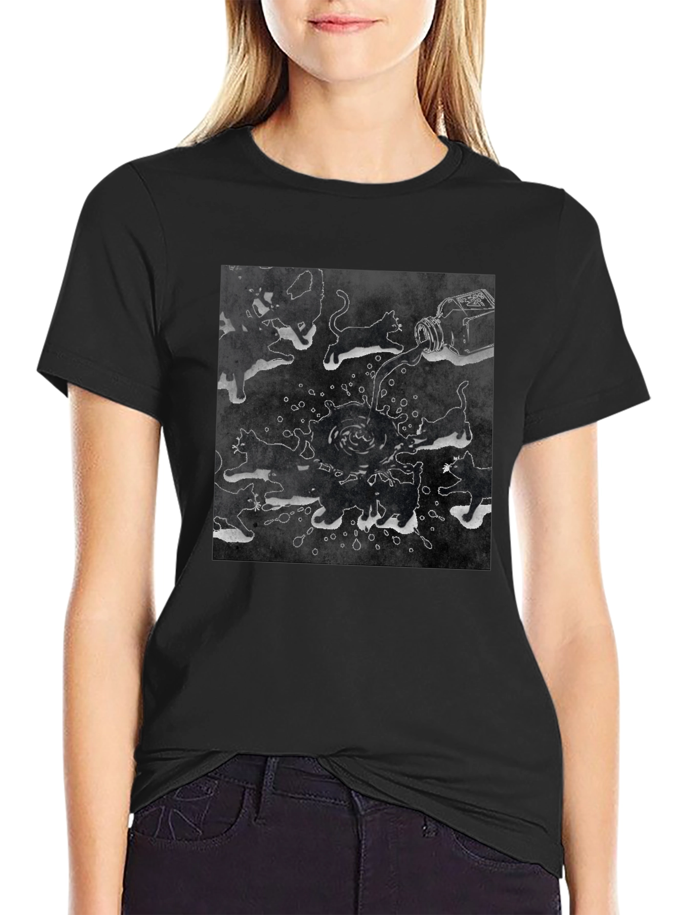 Ink Cats Graphic Tee - Unique Artistic Design