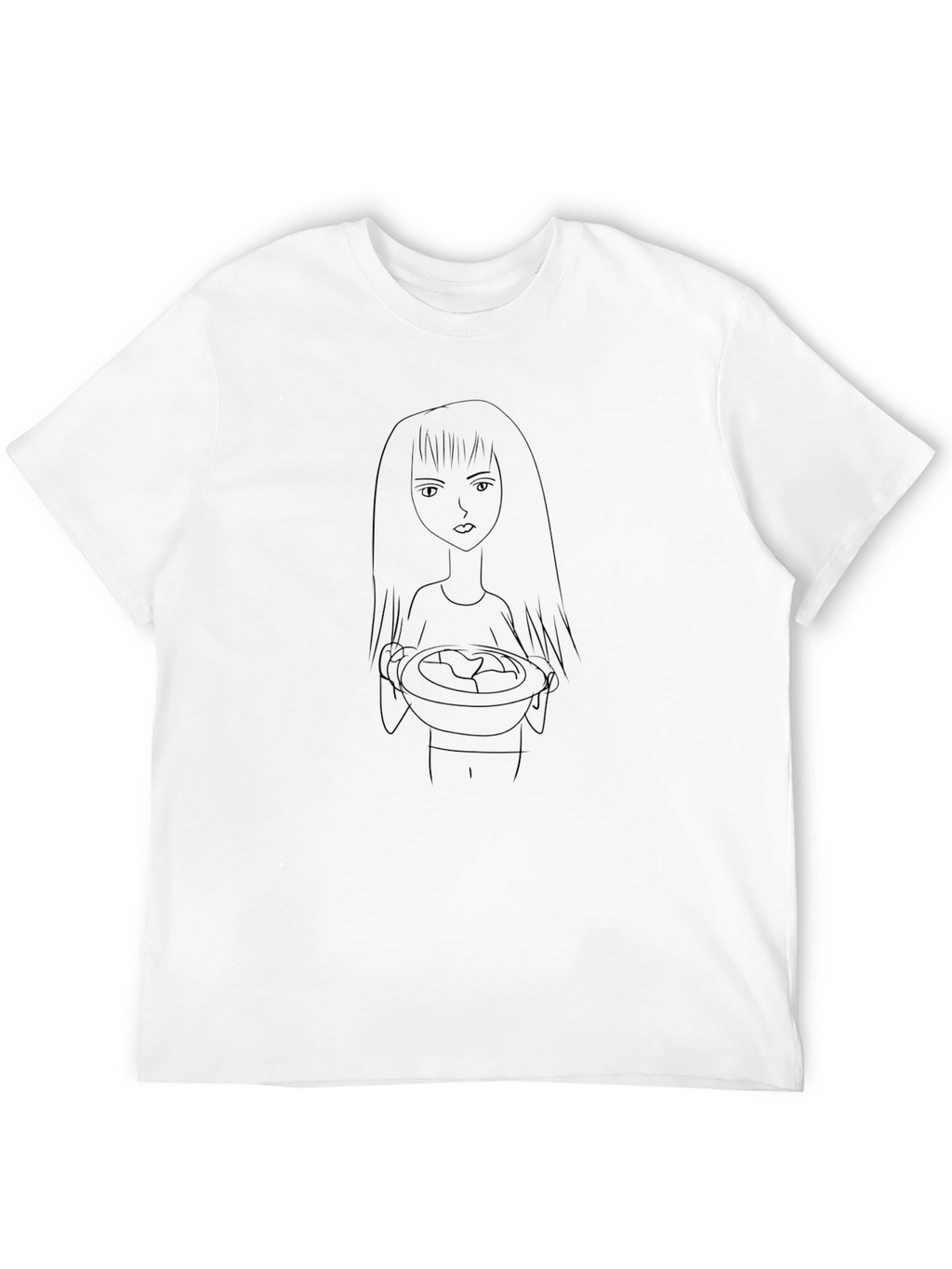 Dark Humor Black T-Shirt: Girl Holding Food