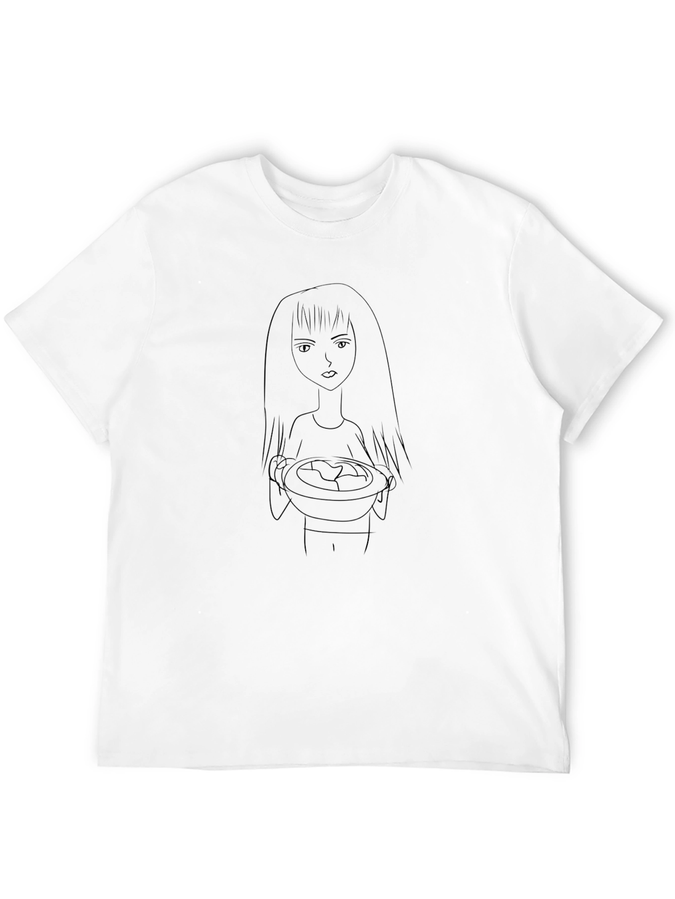 Dark Humor Black T-Shirt: Girl Holding Food
