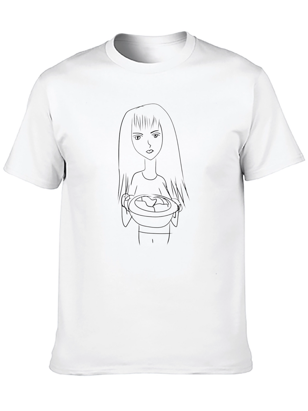 Dark Humor Black T-Shirt: Girl Holding Food