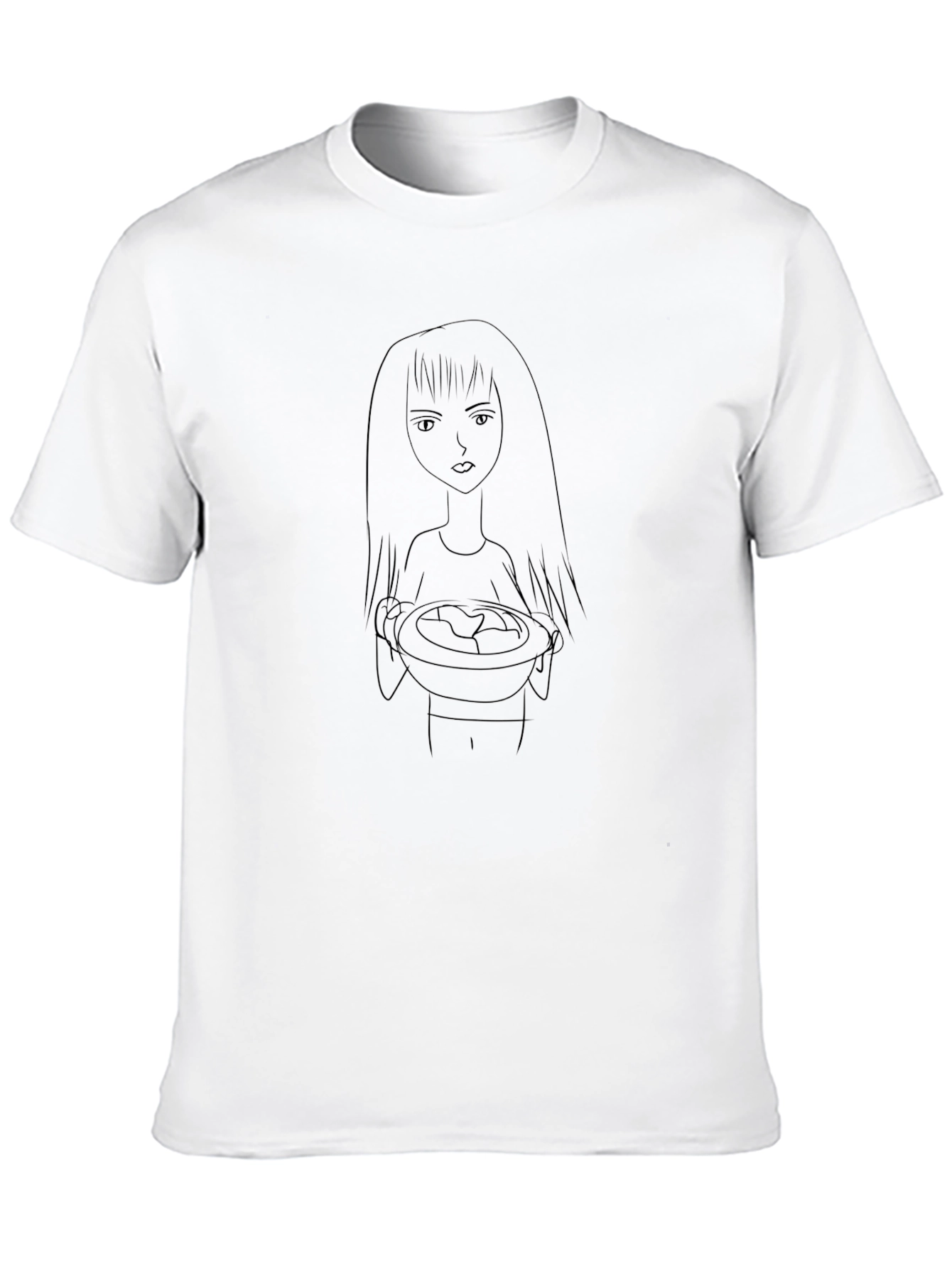Dark Humor Black T-Shirt: Girl Holding Food