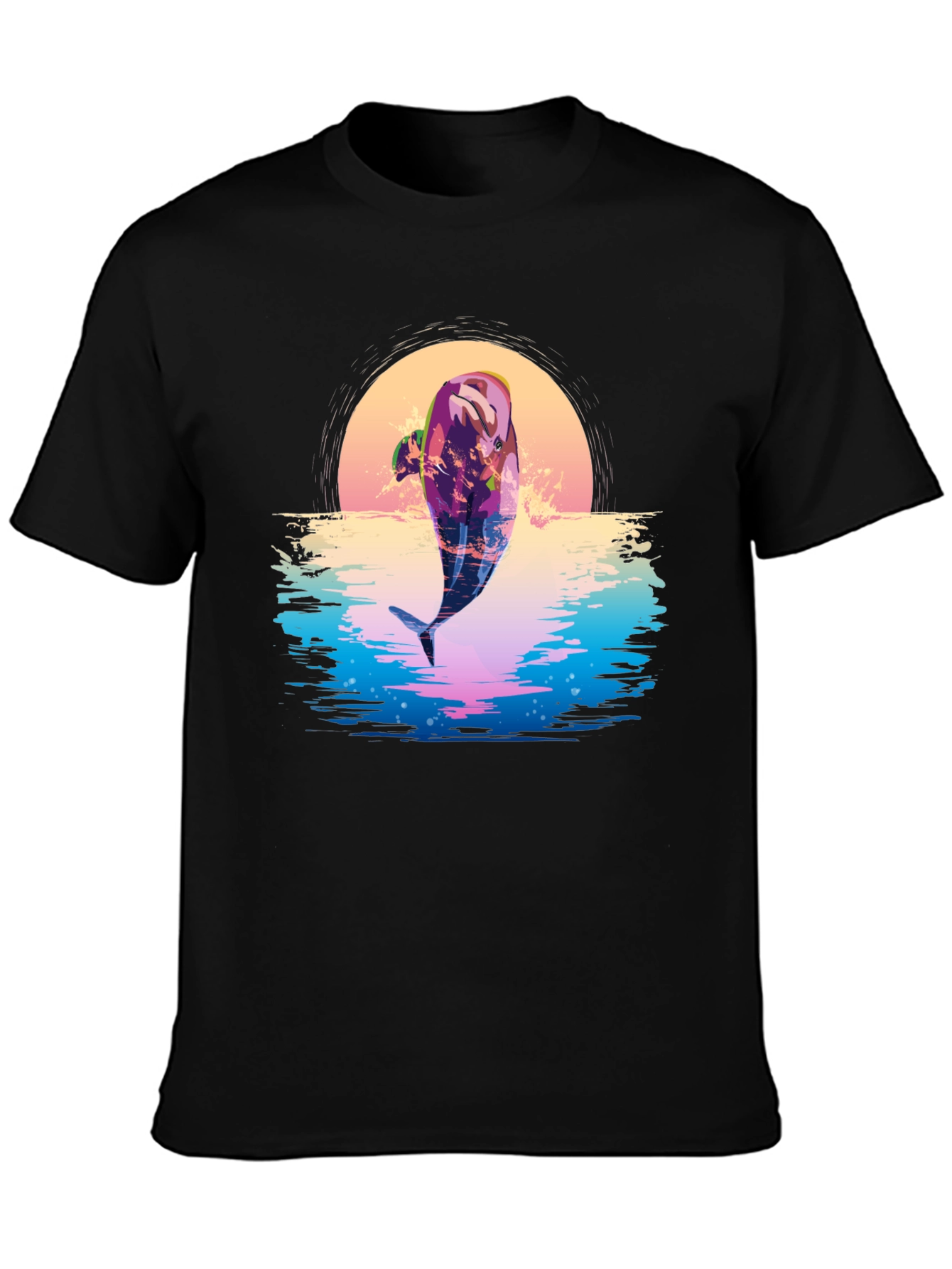 Retro Dolphin Sunset Graphic Tee