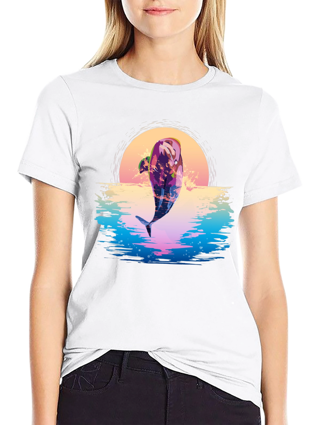 Retro Dolphin Sunset Graphic Tee