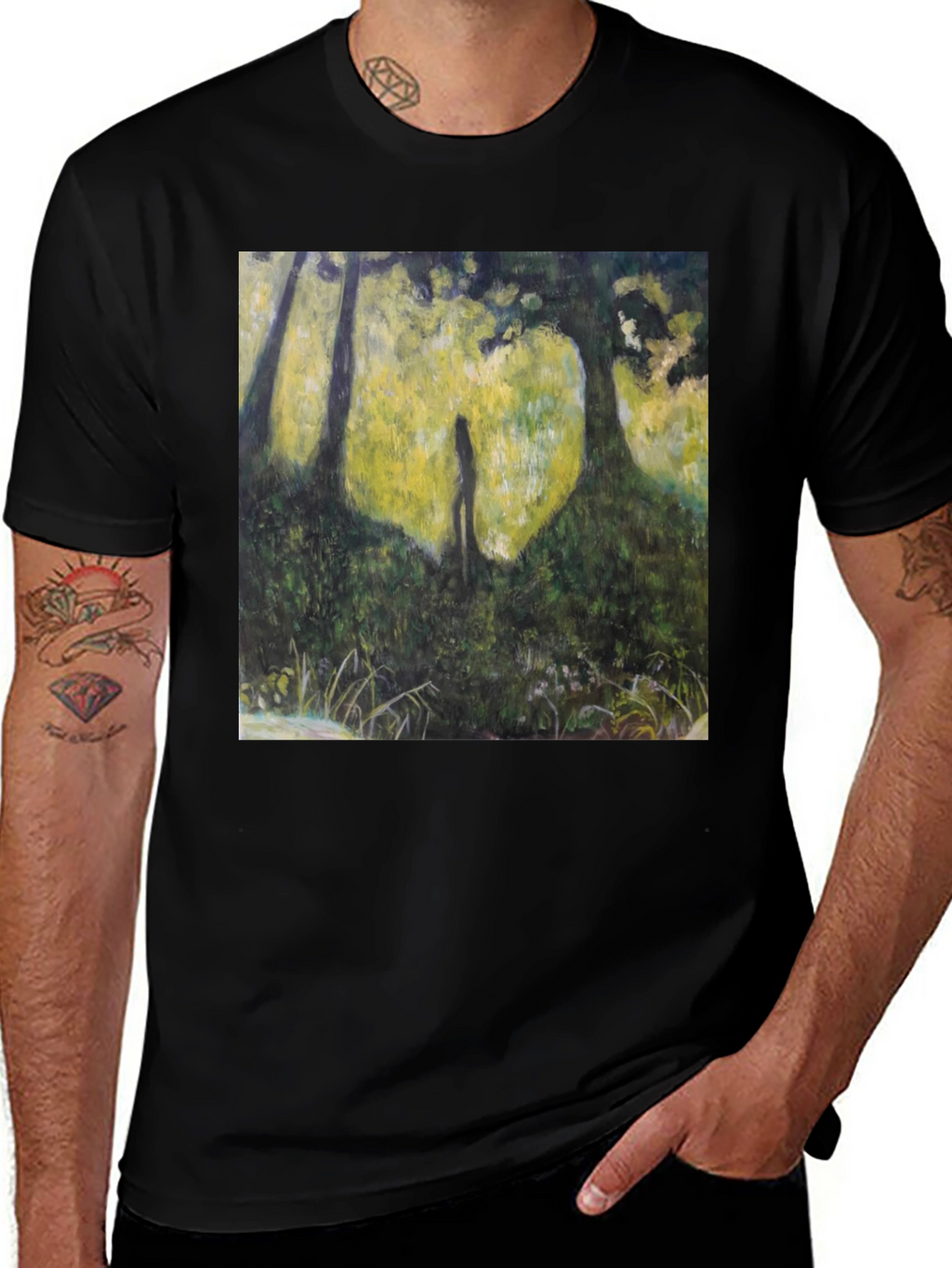 Nature Silhouette Graphic Tee - Soft Black