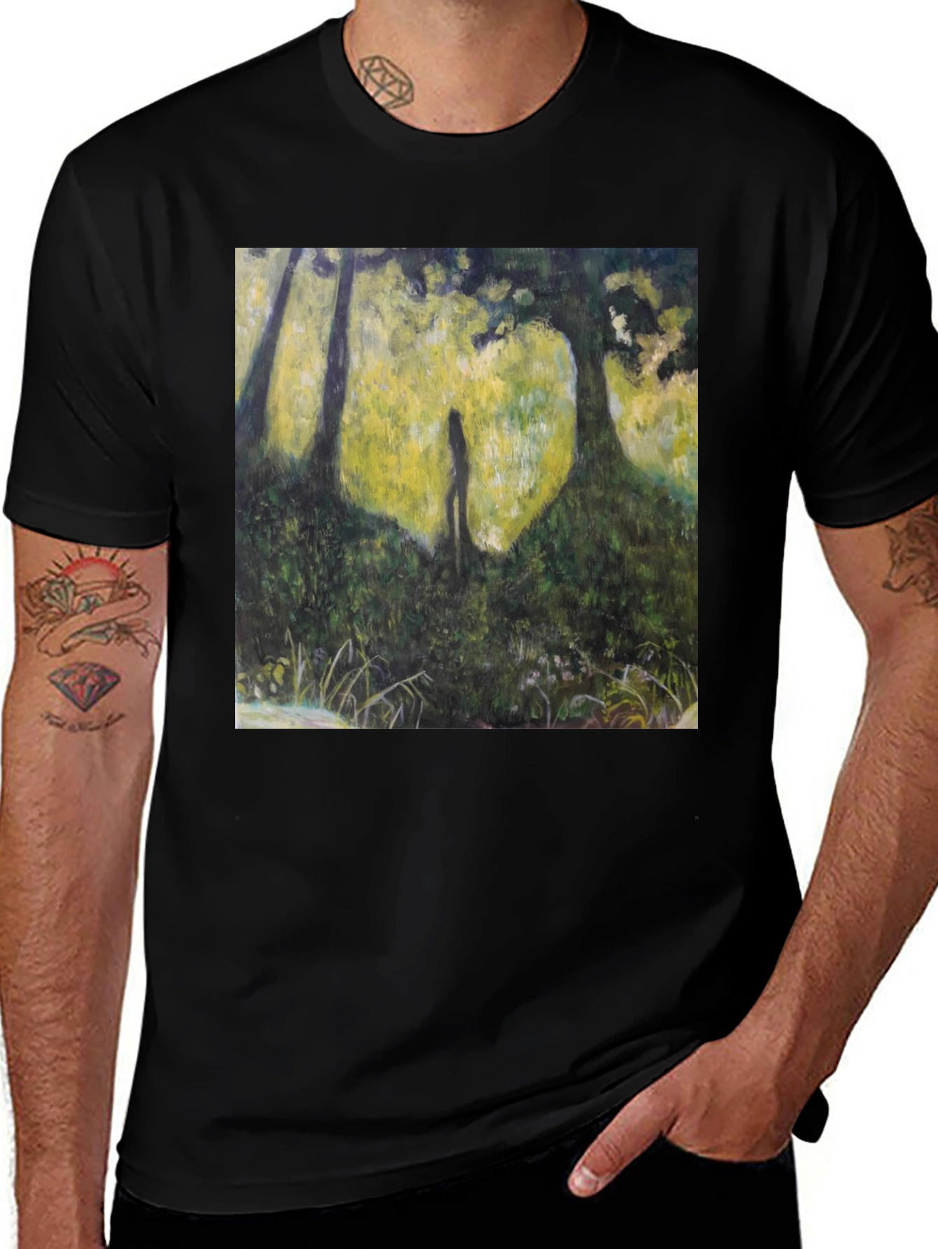 Nature Silhouette Graphic Tee - Soft Black