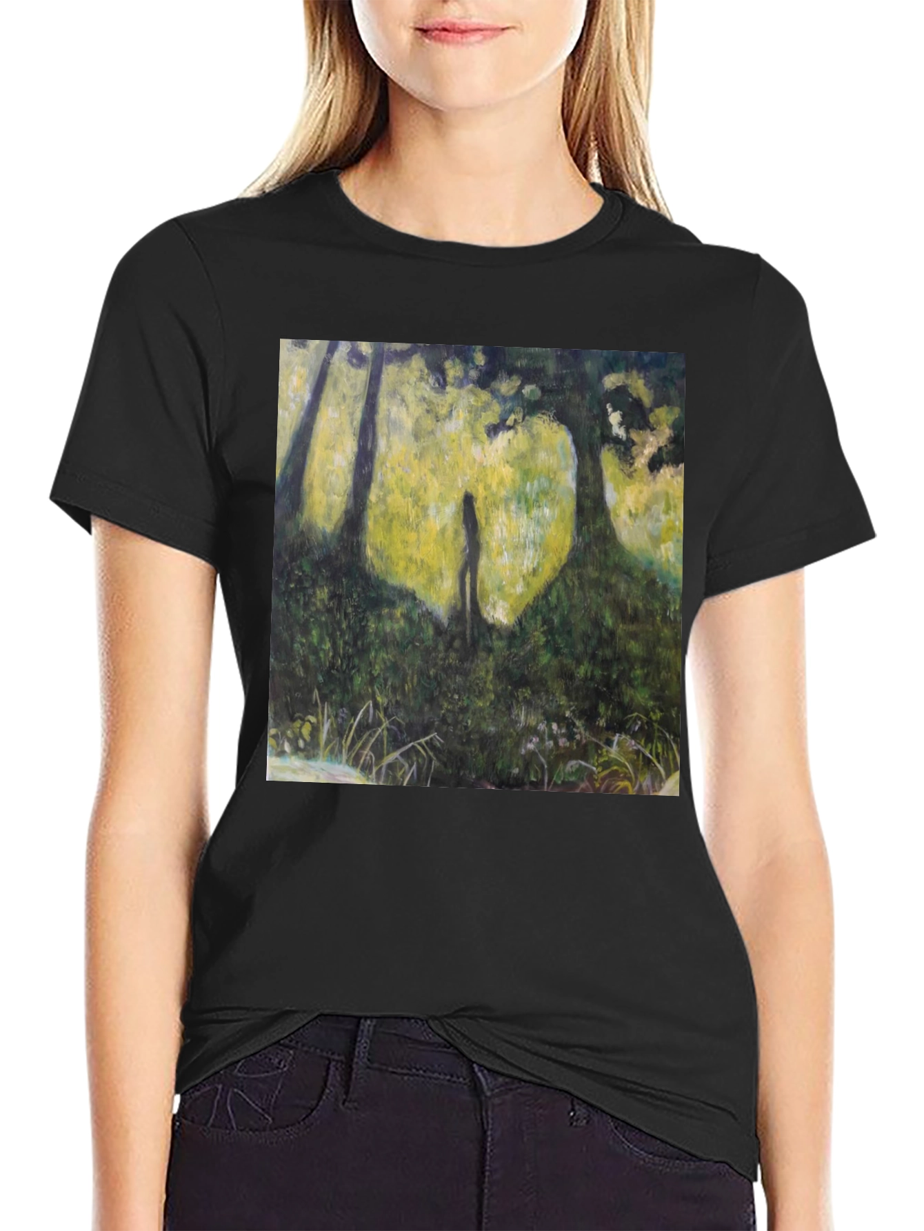 Nature Silhouette Graphic Tee - Soft Black
