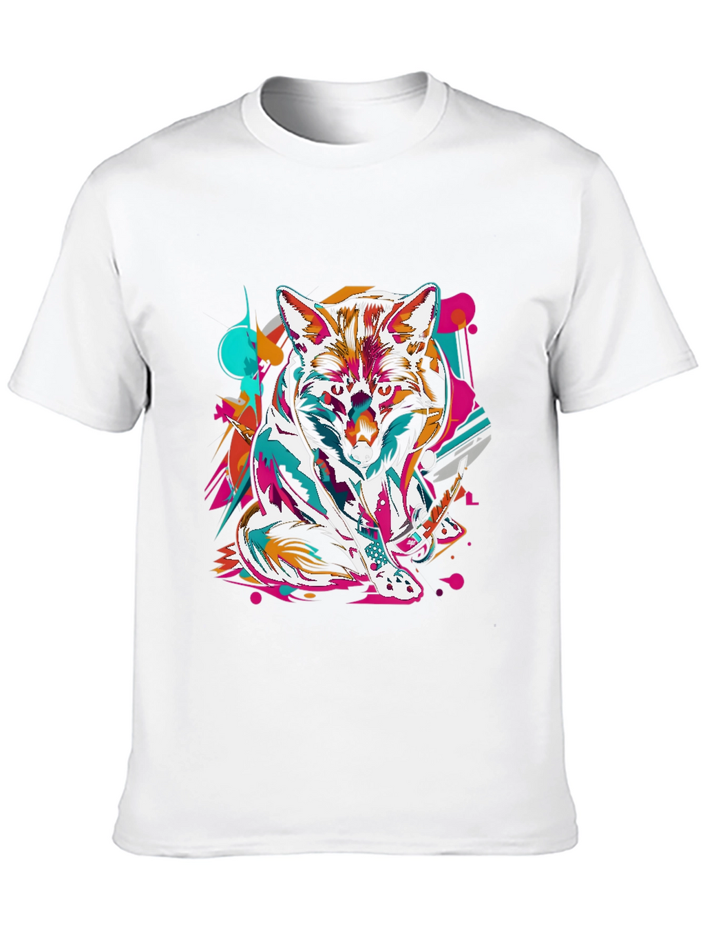 Abstract Fox Graphic Black T-Shirt