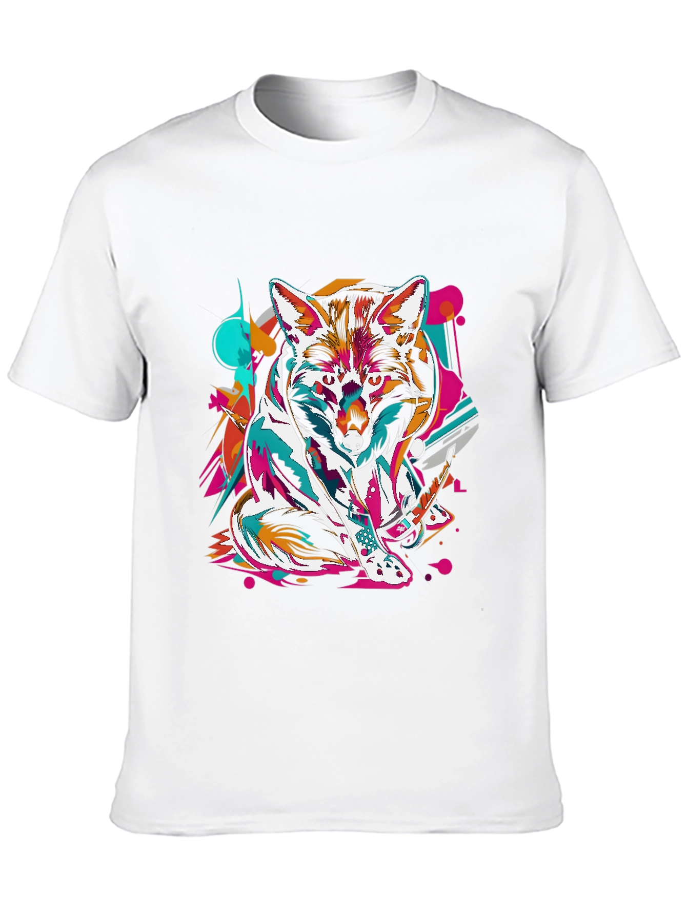 Abstract Fox Graphic Black T-Shirt