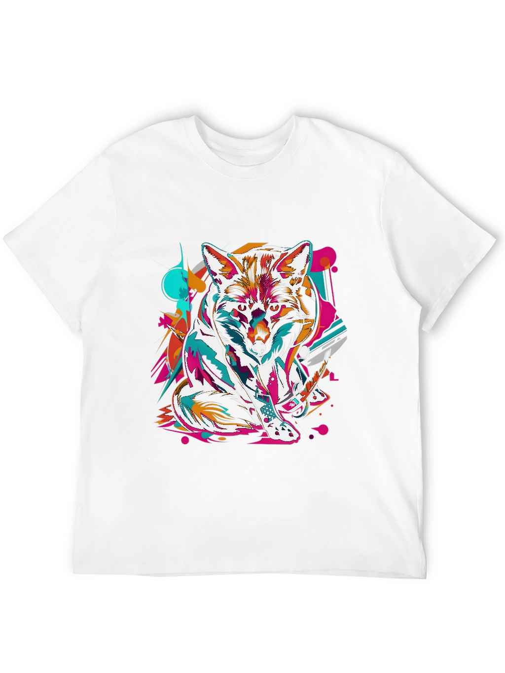 Abstract Fox Graphic Black T-Shirt