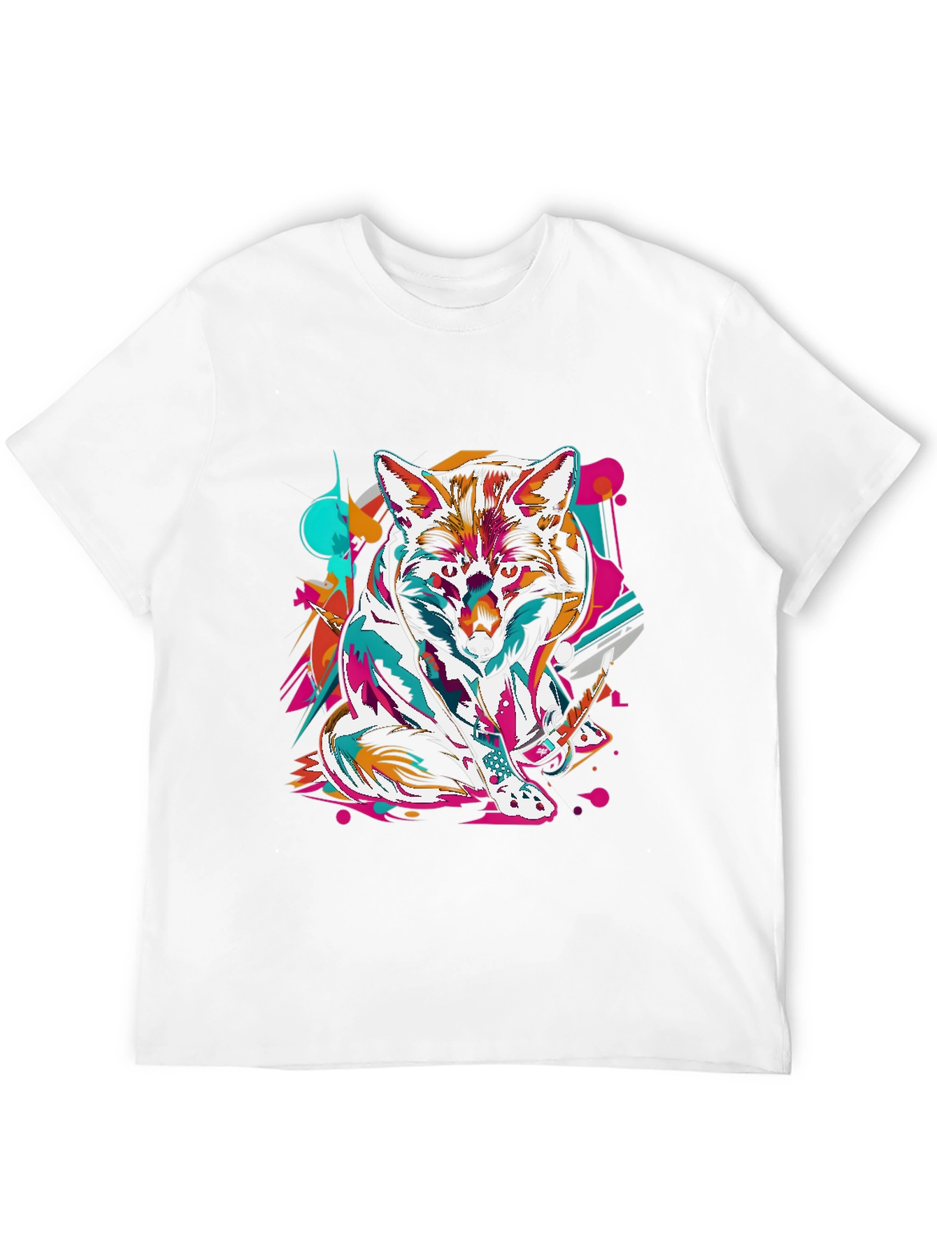 Abstract Fox Graphic Black T-Shirt
