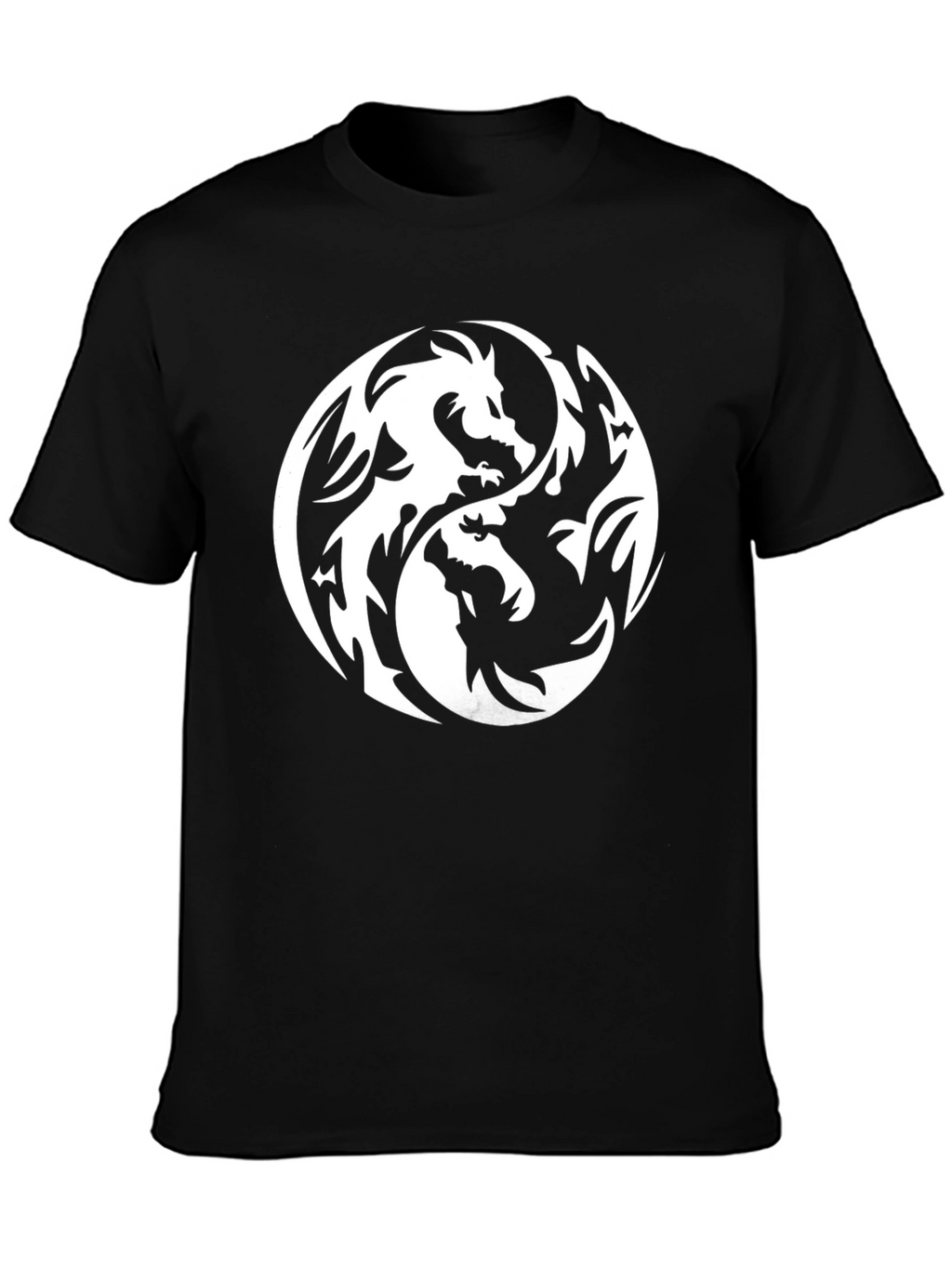 Yin Yang Dragon Graphic Black T-Shirt