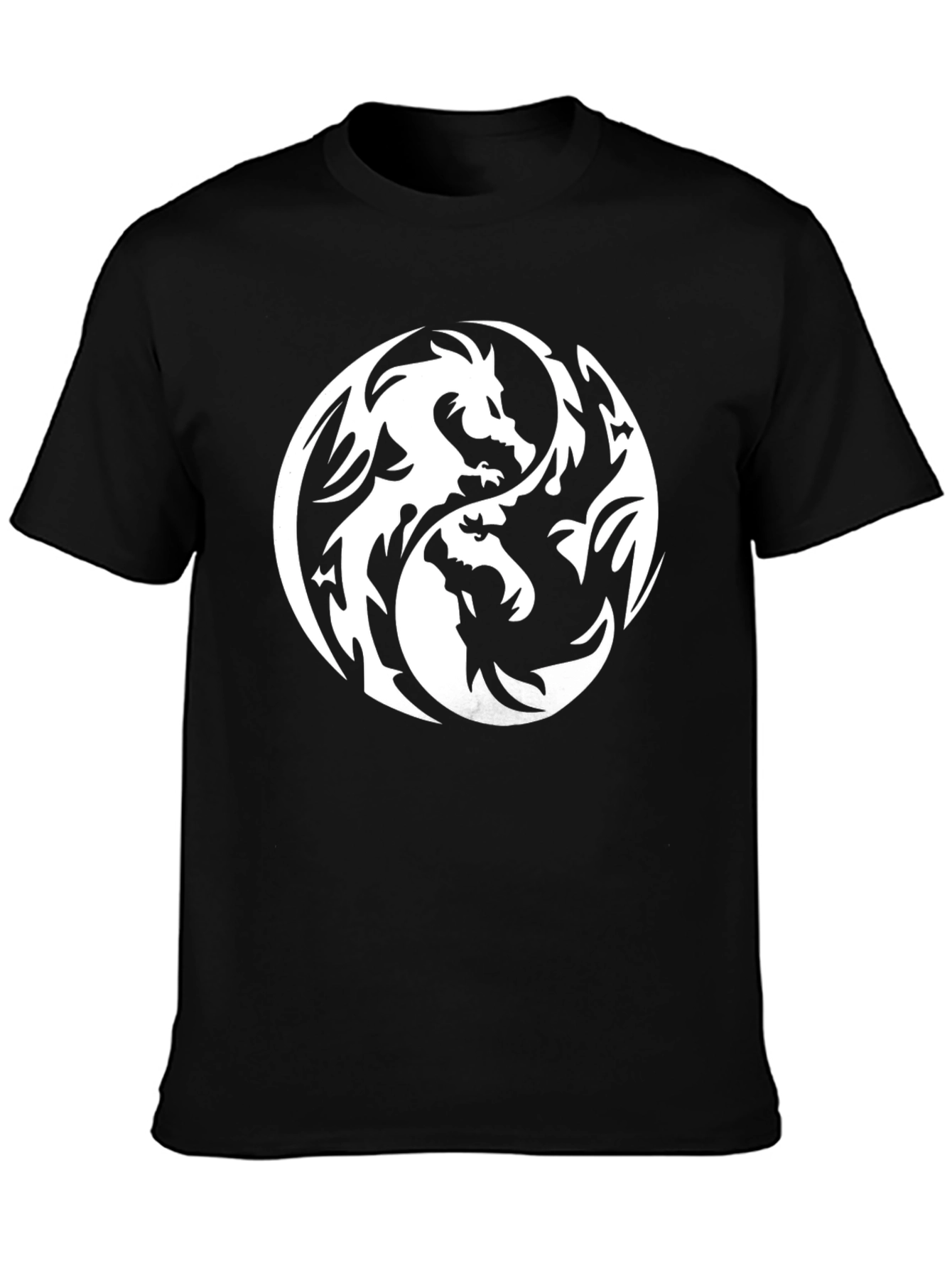 Yin Yang Dragon Graphic Black T-Shirt
