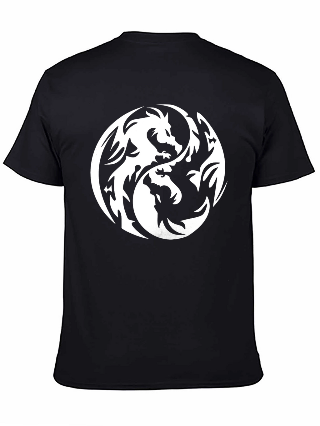 Yin Yang Dragon Graphic Black T-Shirt