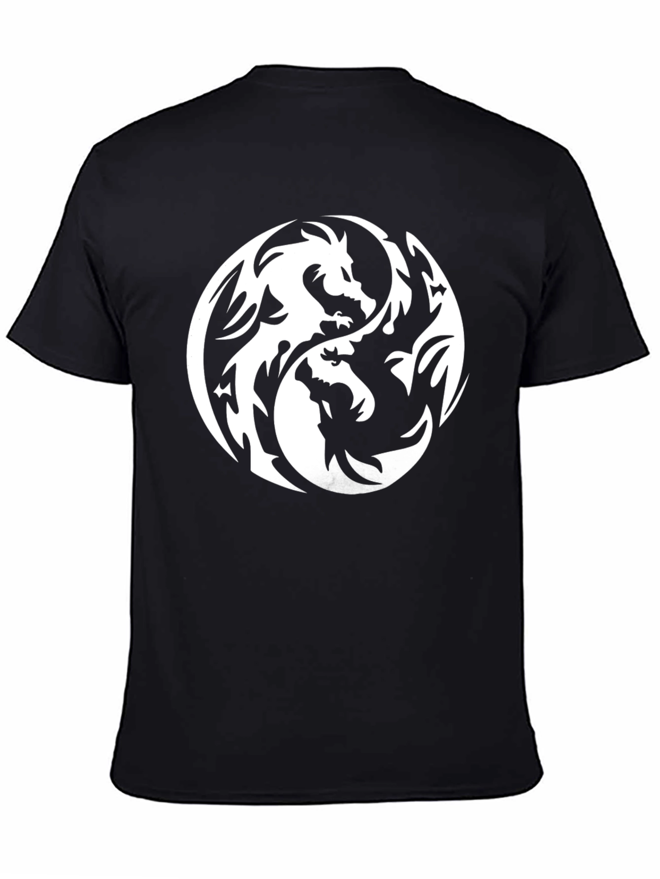 Yin Yang Dragon Graphic Black T-Shirt