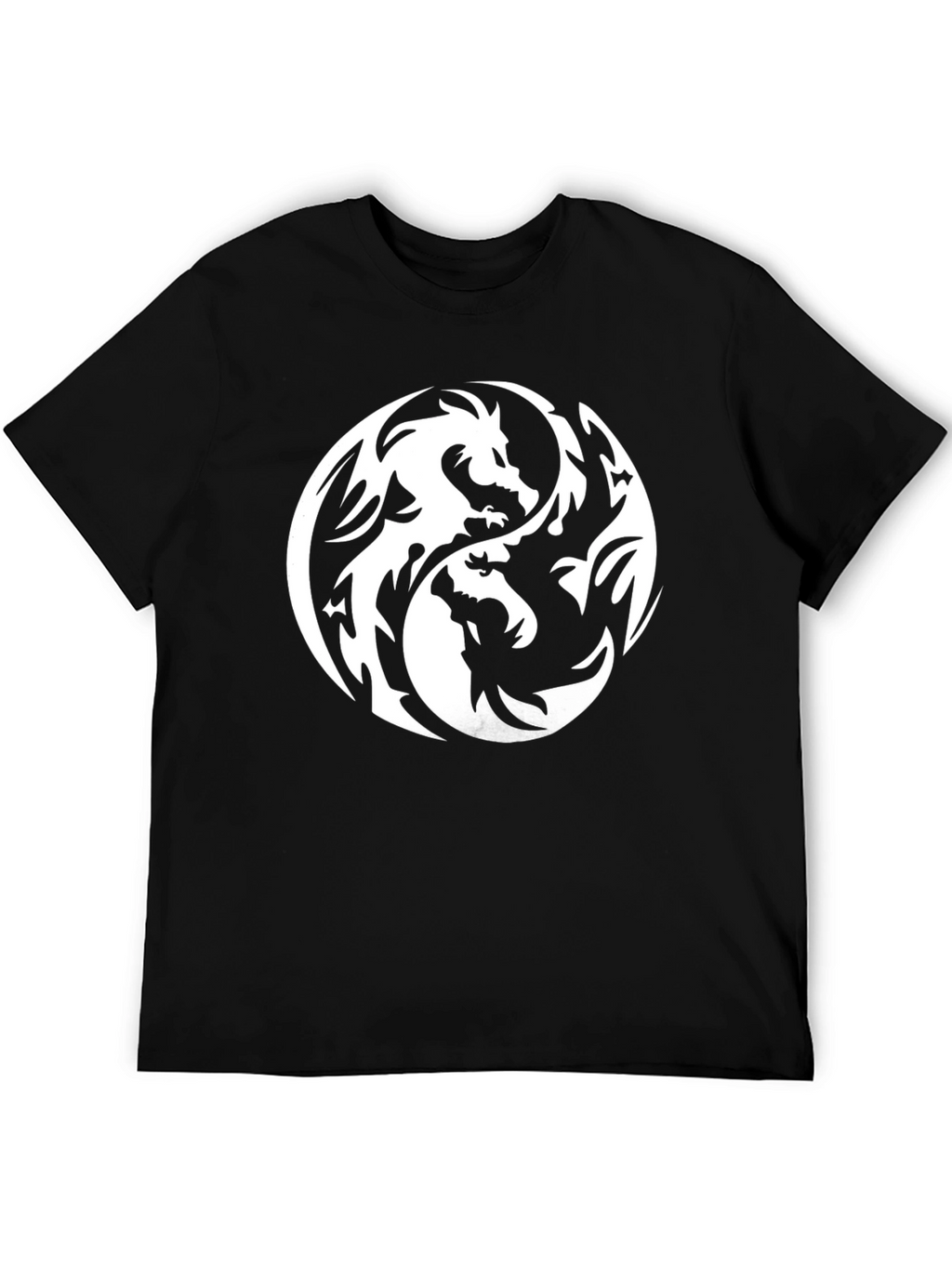 Yin Yang Dragon Graphic Black T-Shirt