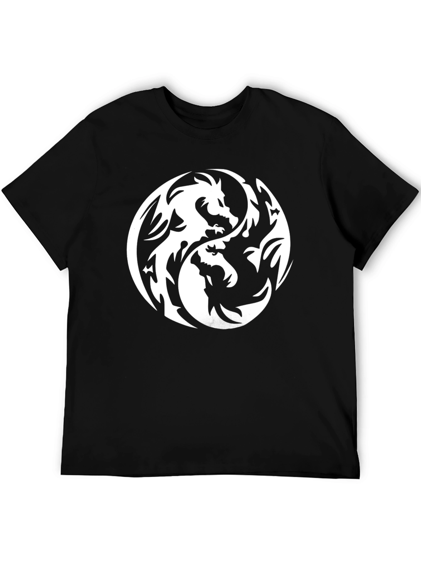 Yin Yang Dragon Graphic Black T-Shirt