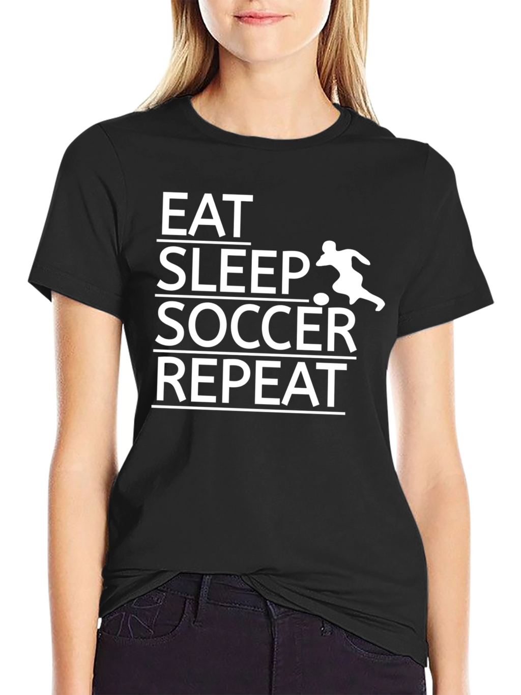 Eat Sleep Soccer Repeat T-Shirt - Black Graphic Tee