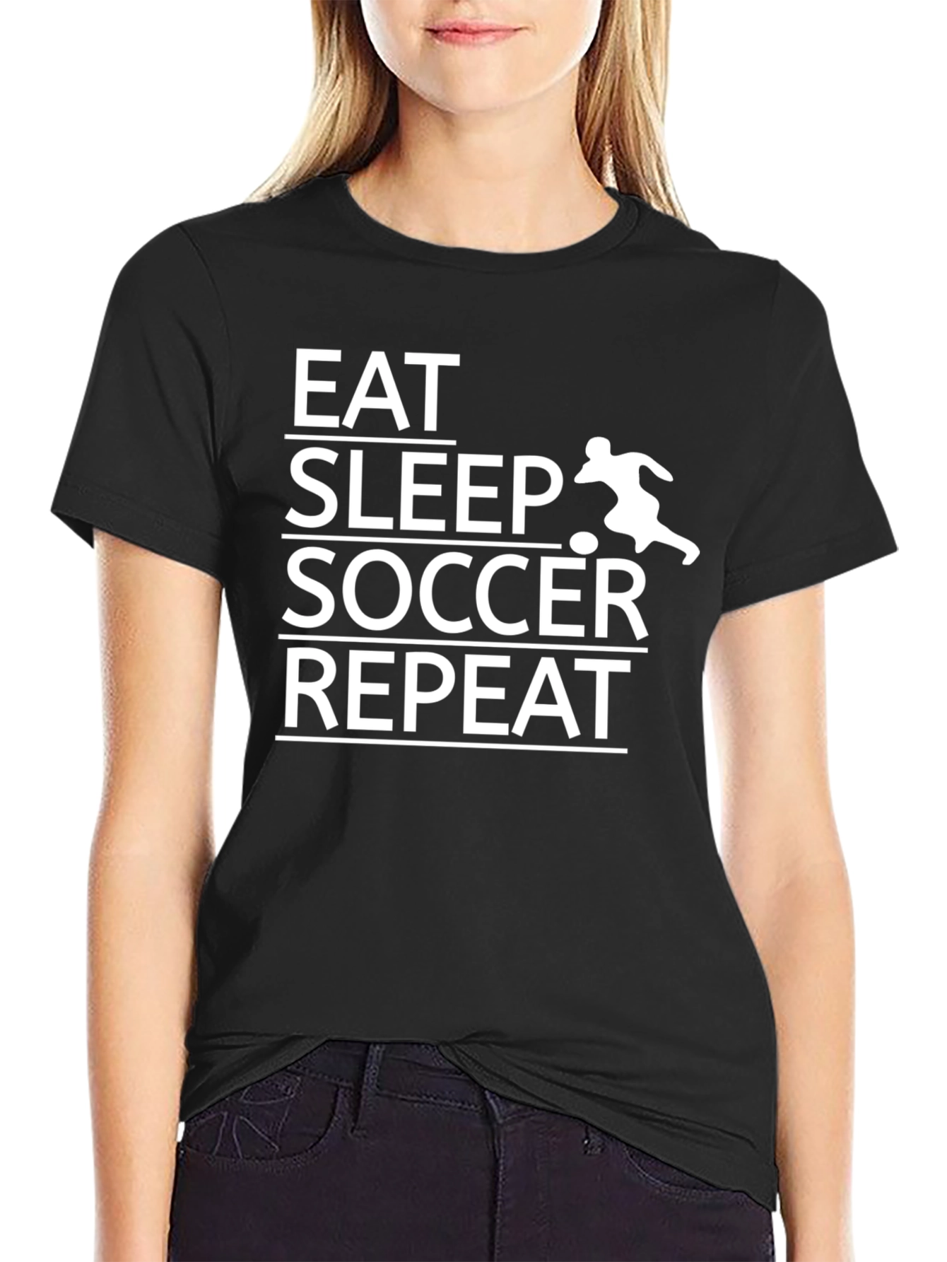 Eat Sleep Soccer Repeat T-Shirt - Black Graphic Tee