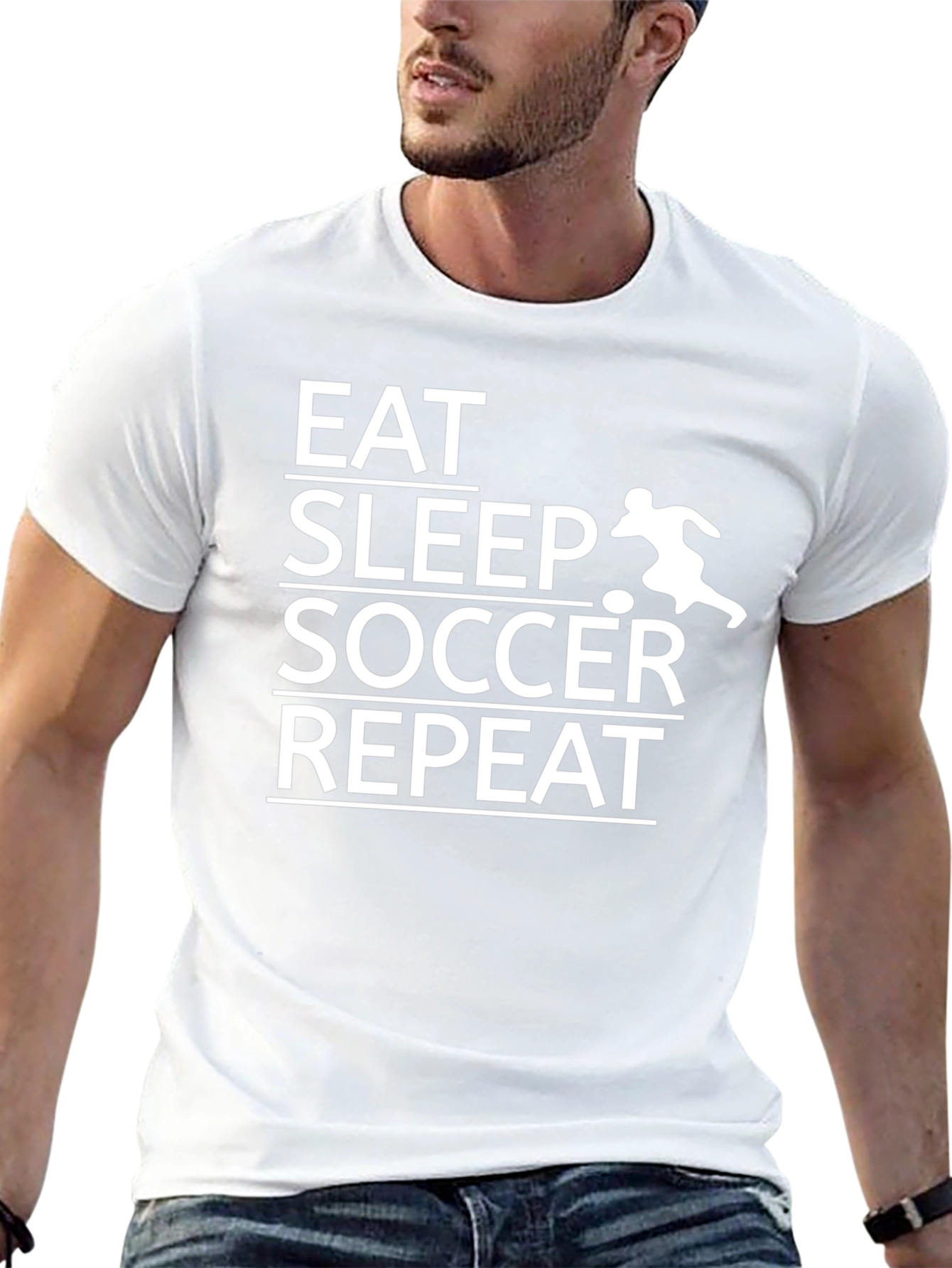 Eat Sleep Soccer Repeat T-Shirt - Black Graphic Tee