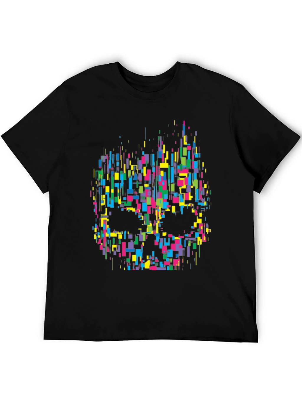 Pixelated Skull Graphic Tee - Black