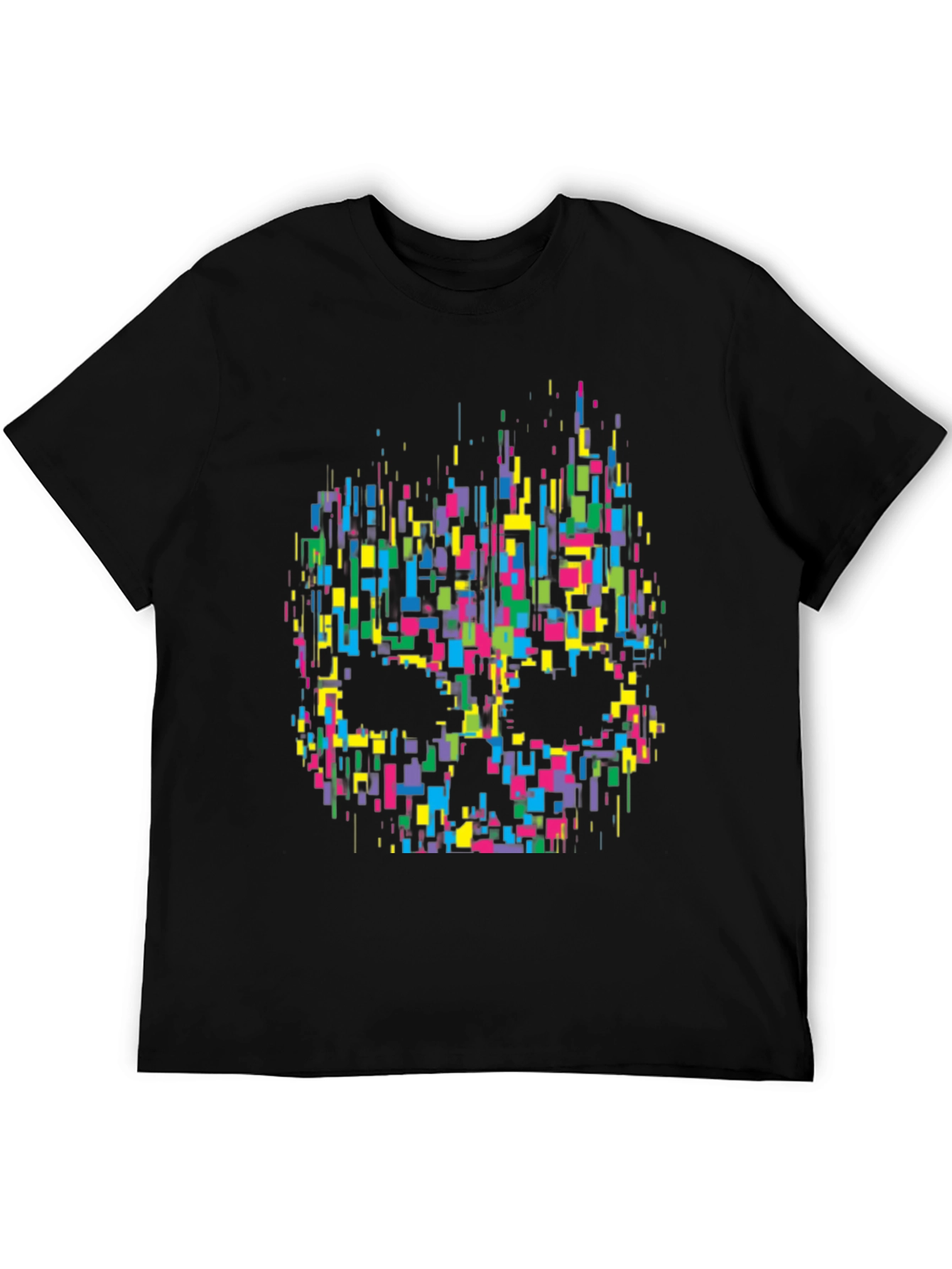 Pixelated Skull Graphic Tee - Black