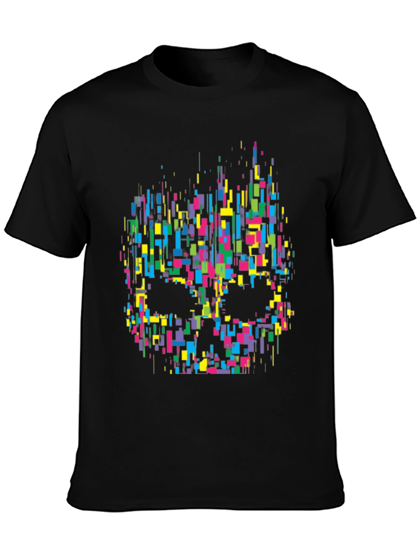 Pixelated Skull Graphic Tee - Black