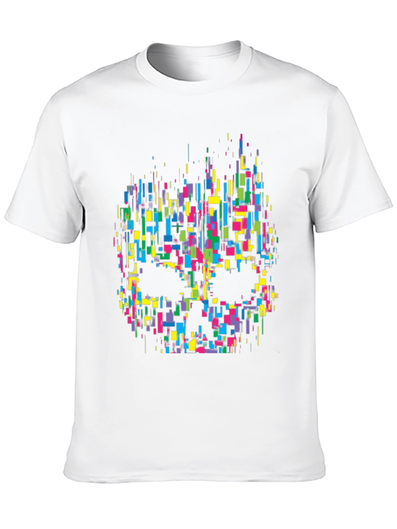 Pixelated Skull Graphic Tee - Black