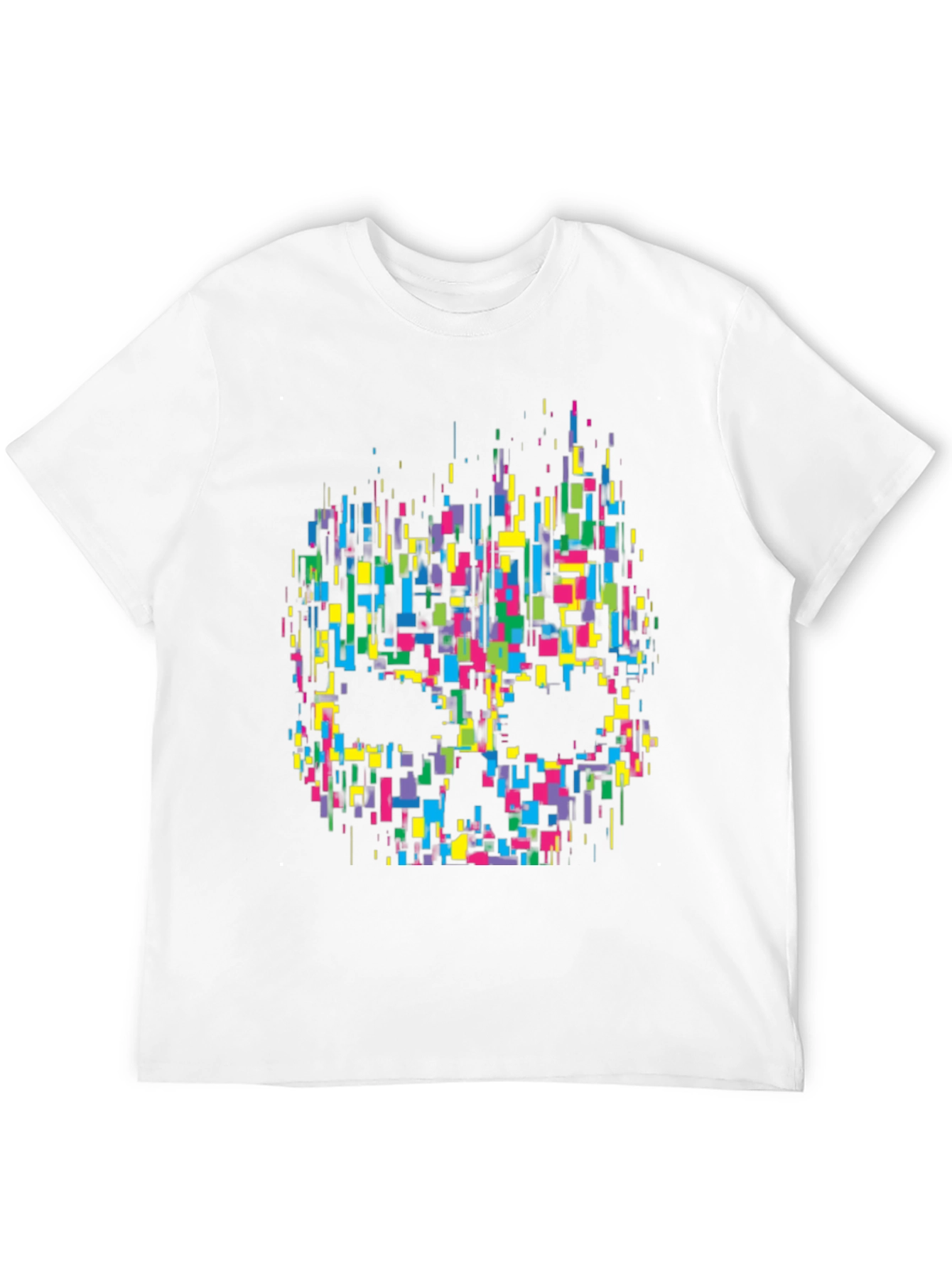 Pixelated Skull Graphic Tee - Black