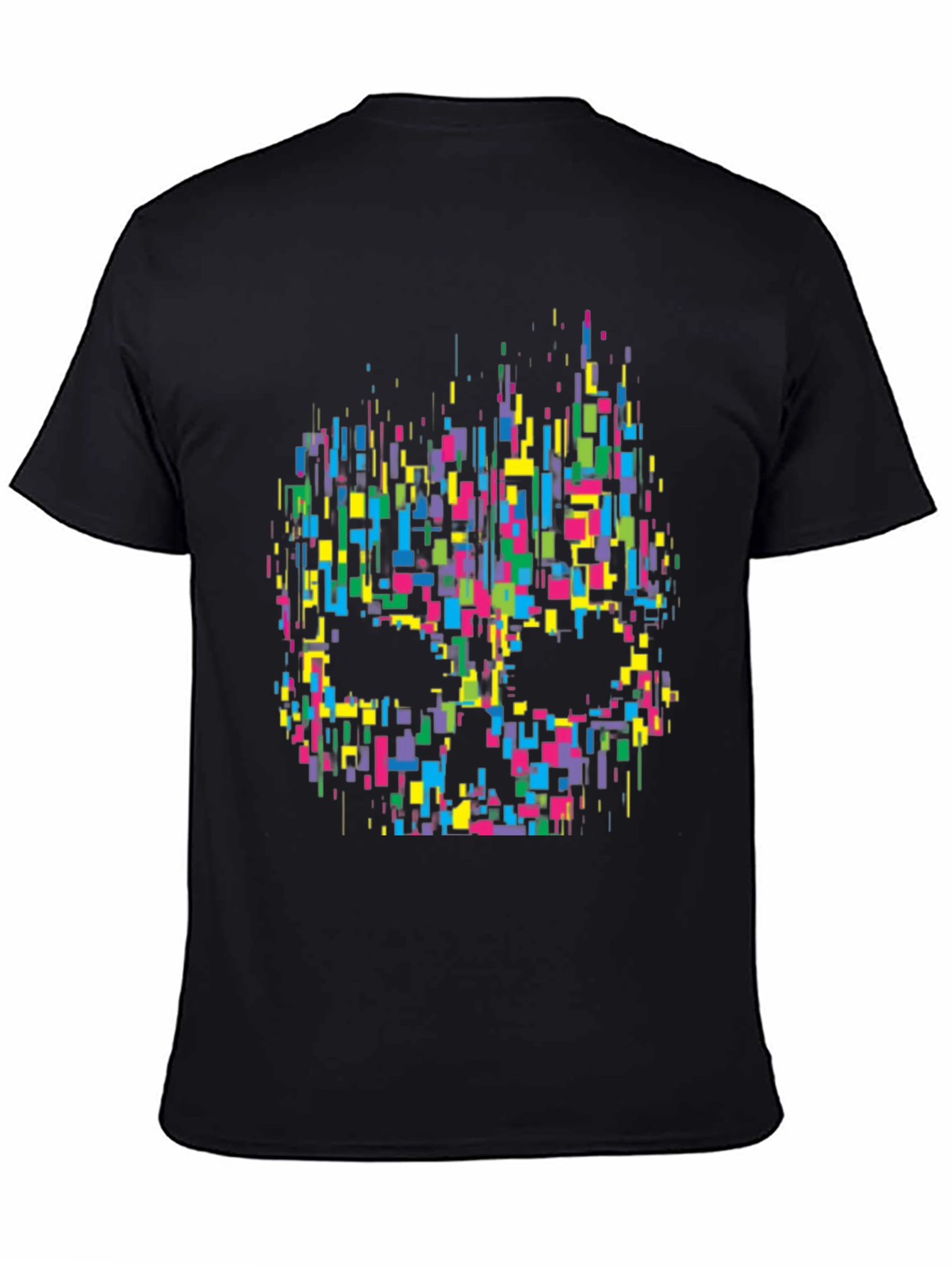 Pixelated Skull Graphic Tee - Black
