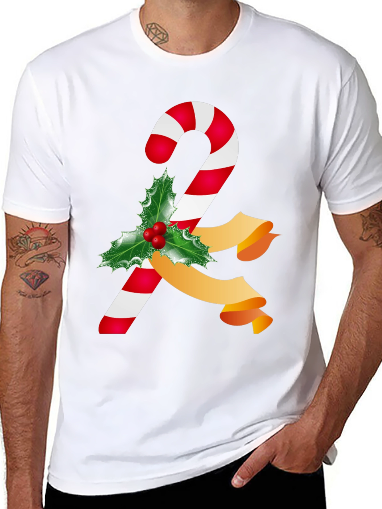 Candy Cane Christmas T-Shirt - Holiday Festive Wear