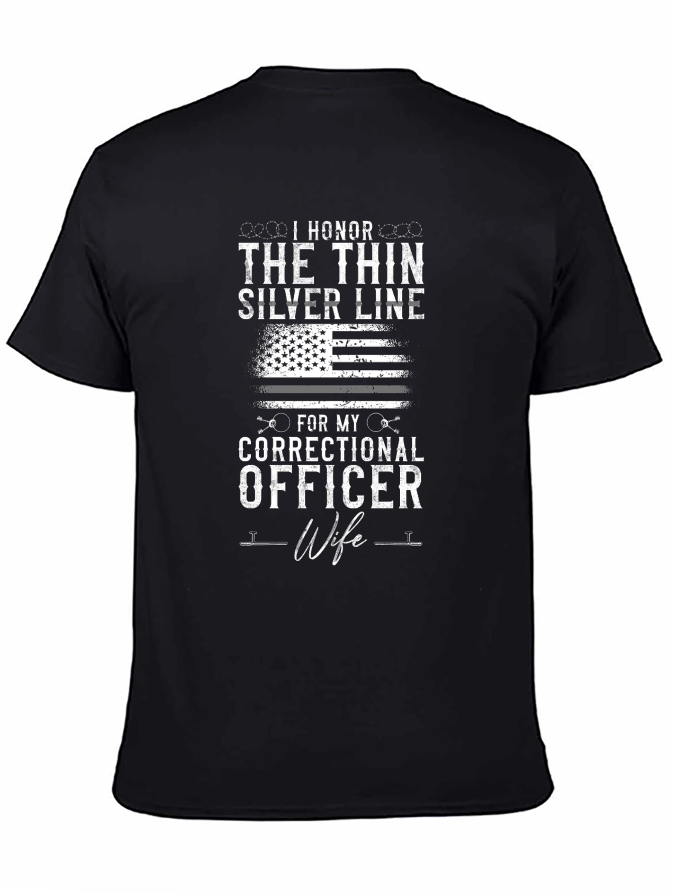 Correctional Officer Wife T-Shirt Thin Silver Line