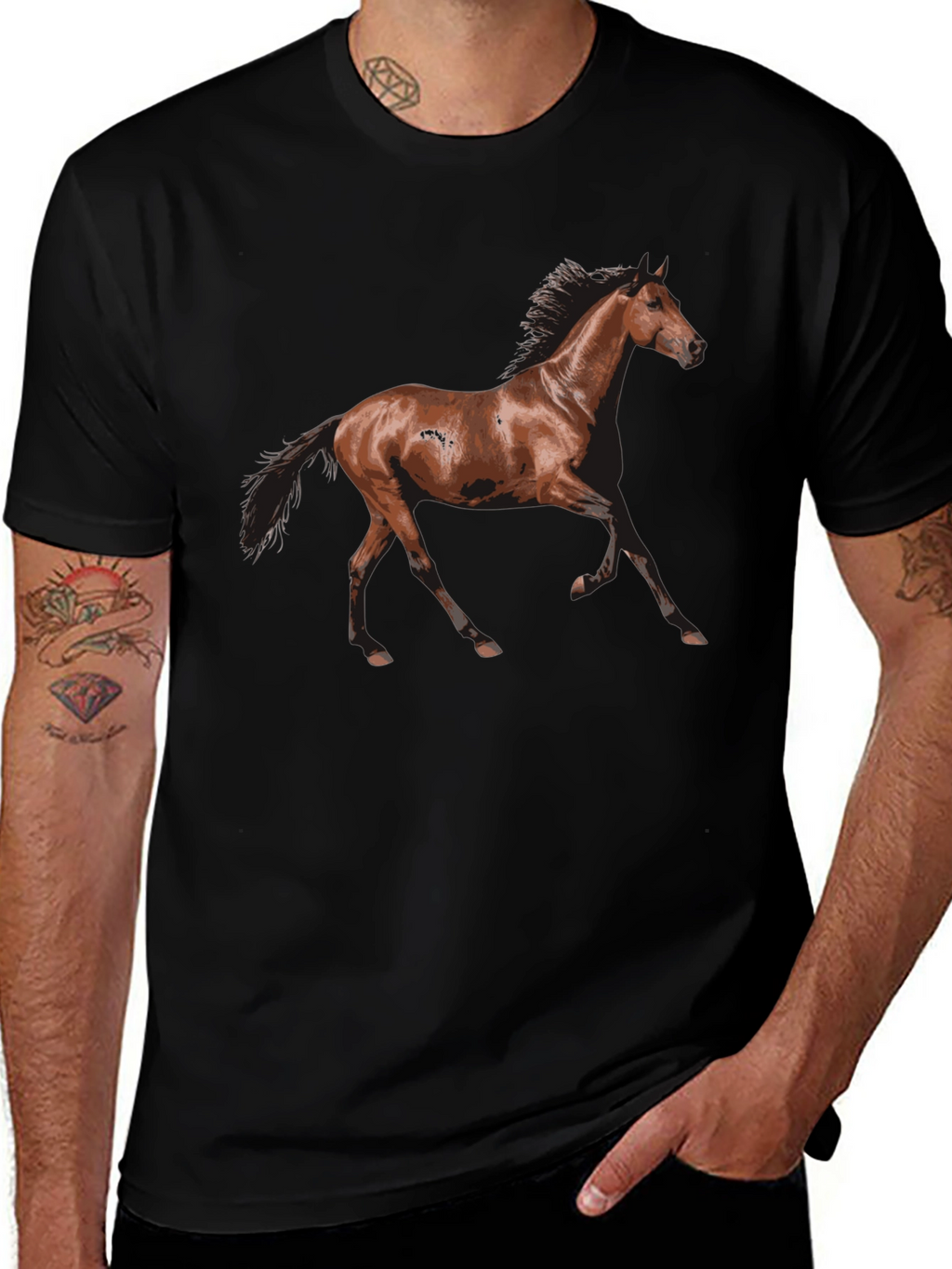 Black Horse Graphic T-Shirt