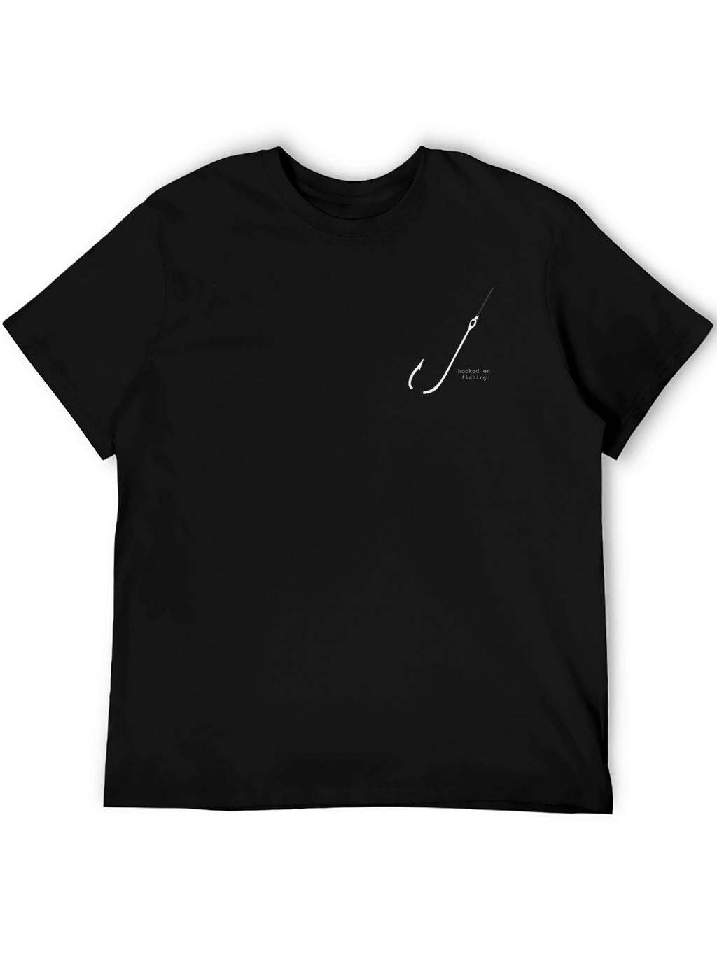Mens Black T-Shirt with Fishing Hook Design