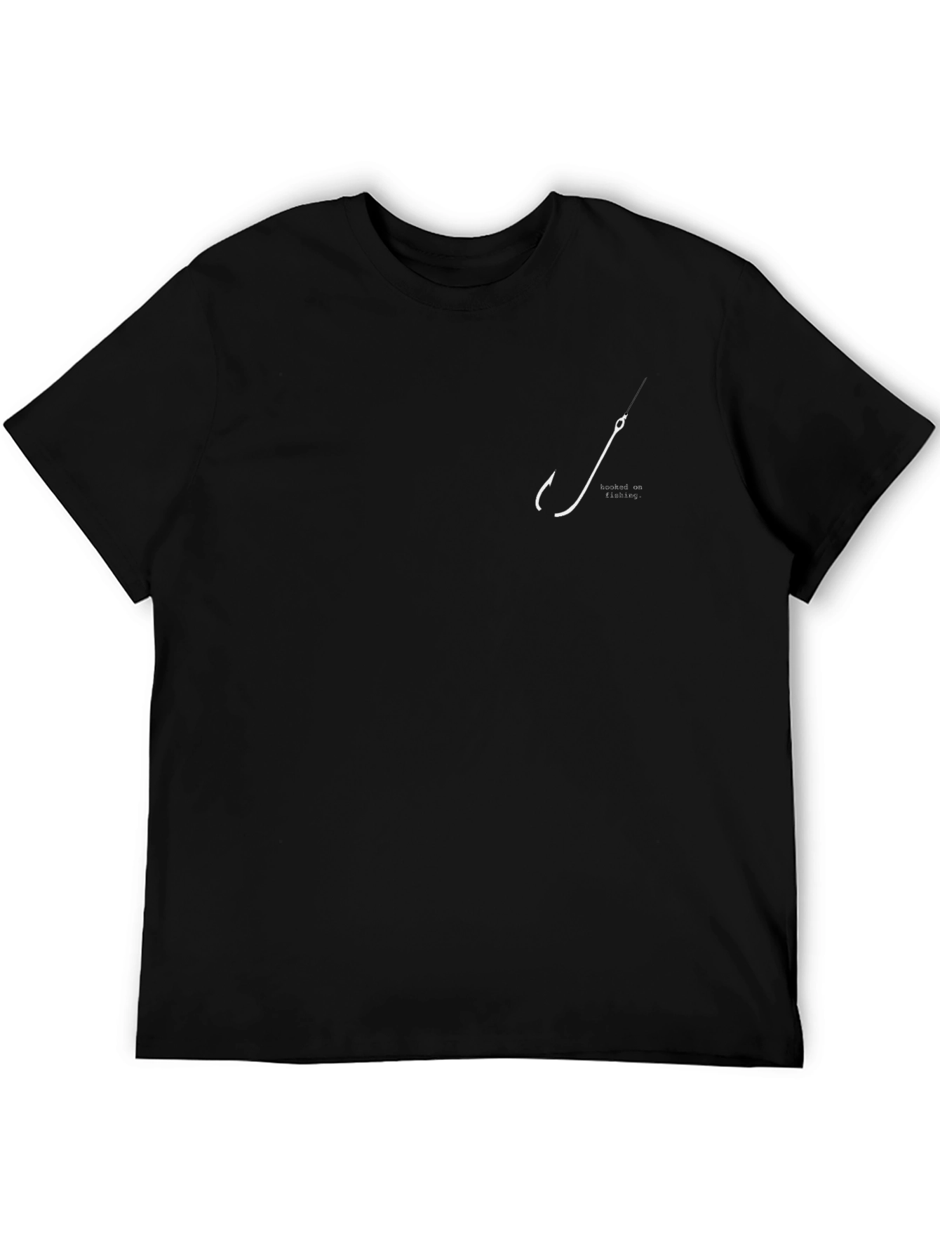 Mens Black T-Shirt with Fishing Hook Design